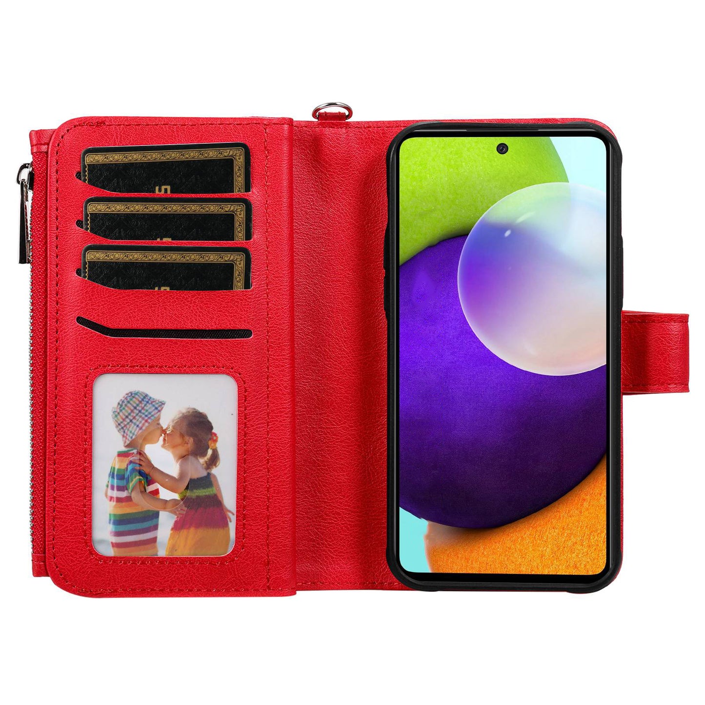 KT Multi-functional Series-4 for Samsung Galaxy A52s 5G / A52 5G / 4G PU Leather Wallet Case Zipper Pocket Phone Cover Adjustable Stand Shell