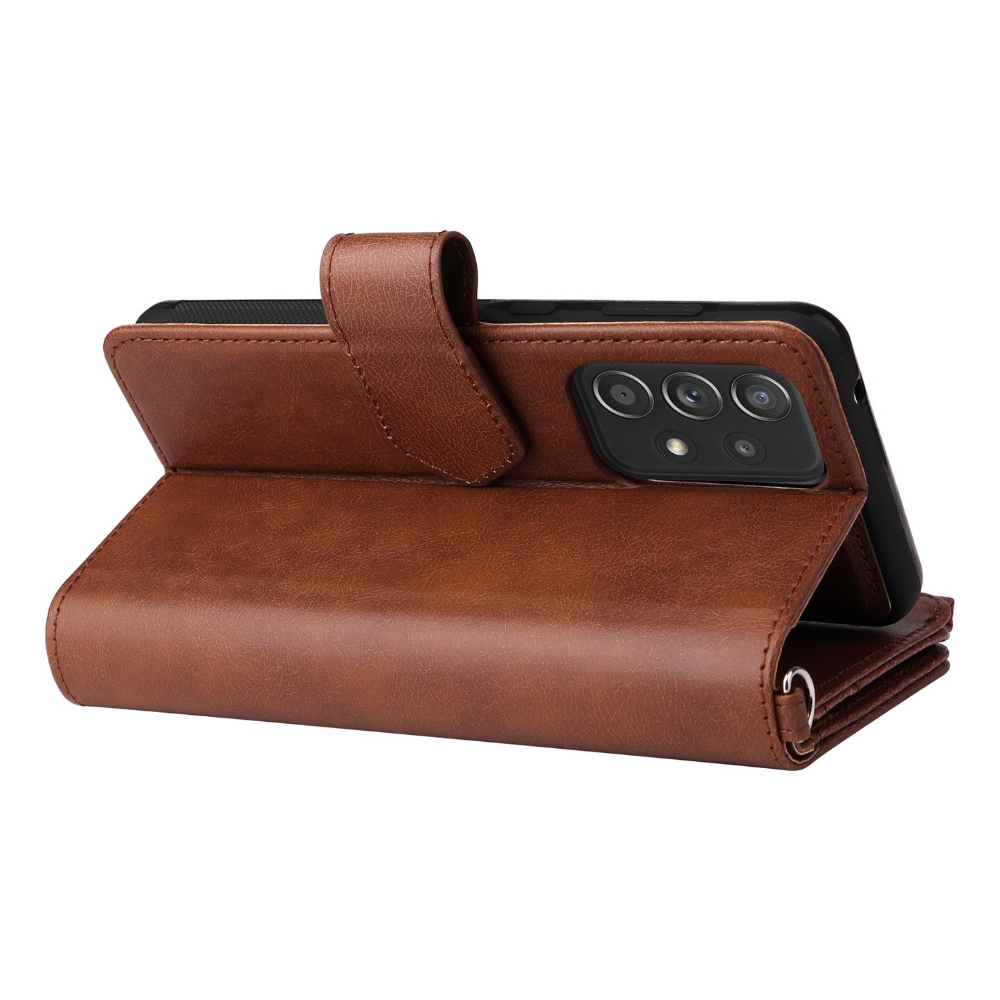 KT Multi-functional Series-4 for Samsung Galaxy A52s 5G / A52 5G / 4G PU Leather Wallet Case Zipper Pocket Phone Cover Adjustable Stand Shell