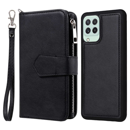 KT Multi-functional Series-4 Magnetic Phone Case for Samsung Galaxy A22 4G (EU Version),  Stand PU Leather Wallet Cover with Zipper Pocket