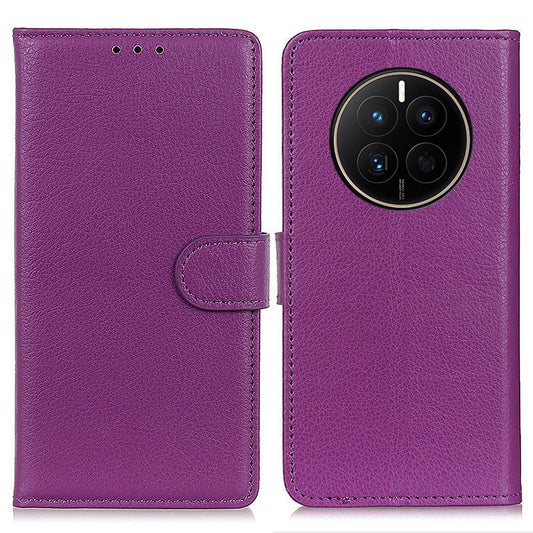 For Huawei Mate 50 4G Stand Function Magnetic Closure Wallet Case Litchi Texture PU Leather Flip Phone Shell