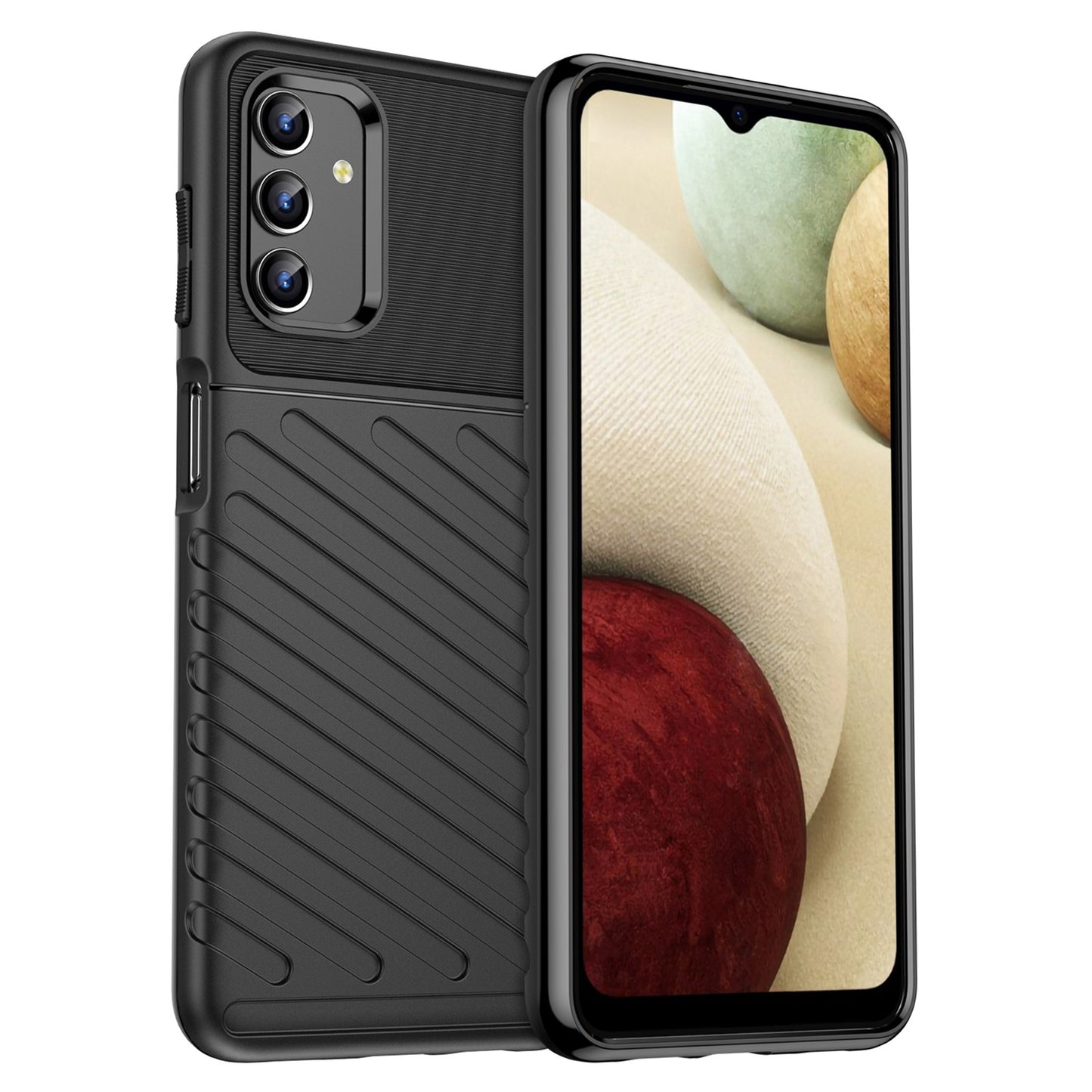 For Samsung Galaxy A04s 4G (164.7 x 76.7 x 9.1 mm) Thunder Series Thickened TPU Soft Phone Case Twill Texture Drop-proof Cover