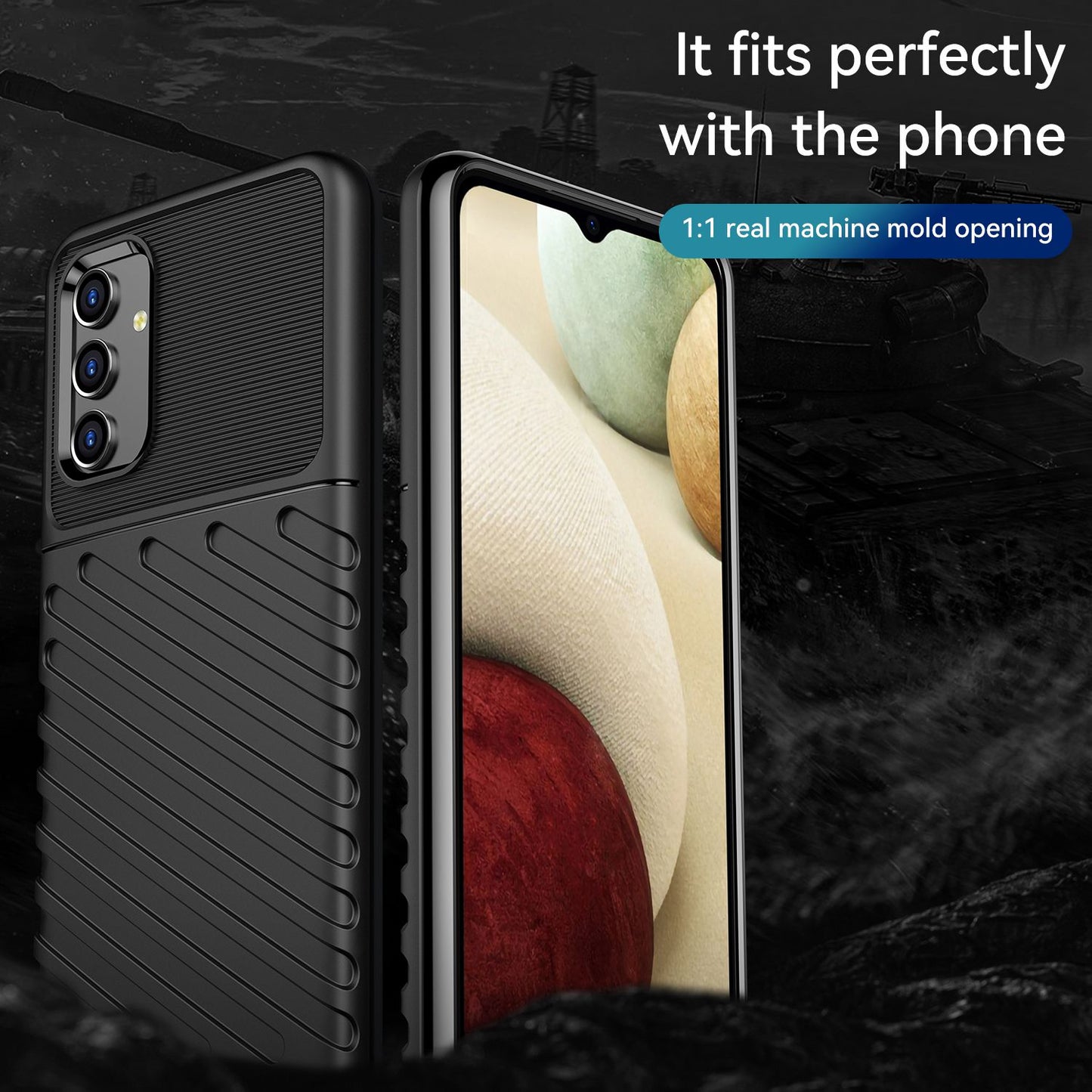 For Samsung Galaxy A04s 4G (164.7 x 76.7 x 9.1 mm) Thunder Series Thickened TPU Soft Phone Case Twill Texture Drop-proof Cover