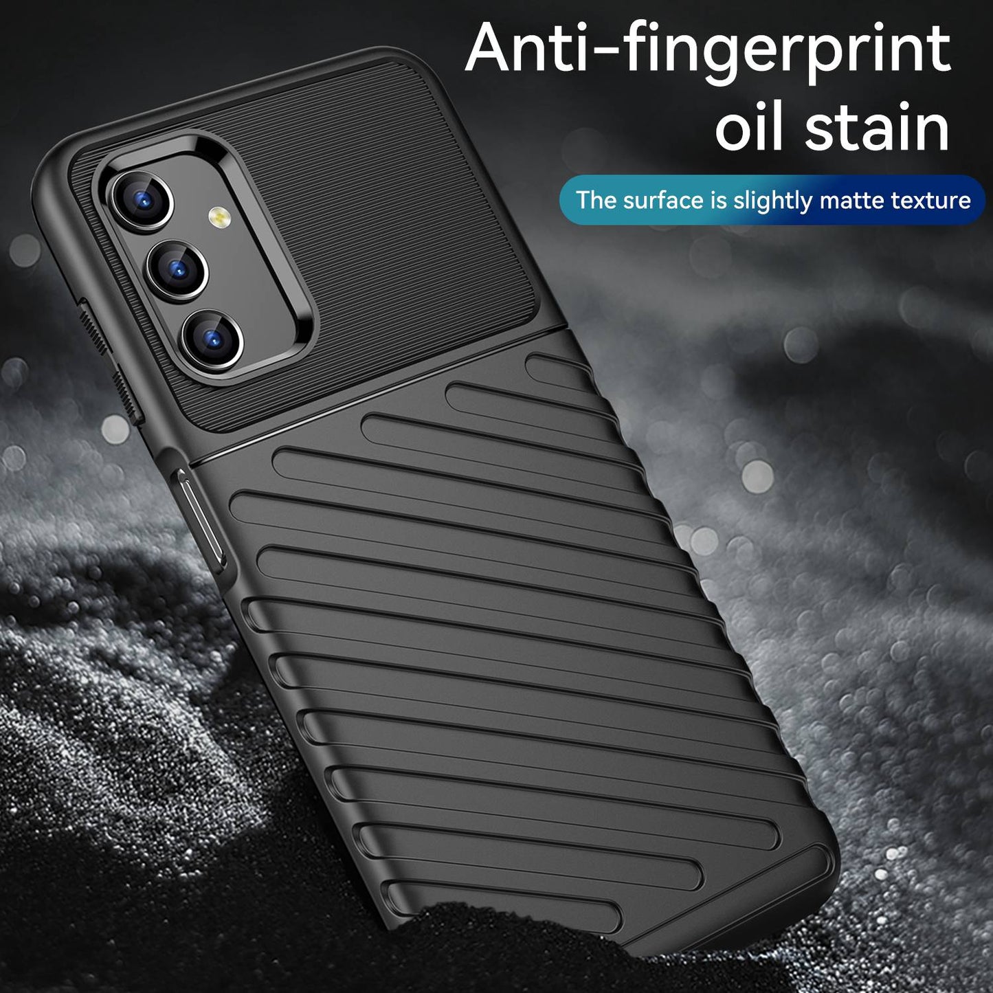 For Samsung Galaxy A04s 4G (164.7 x 76.7 x 9.1 mm) Thunder Series Thickened TPU Soft Phone Case Twill Texture Drop-proof Cover