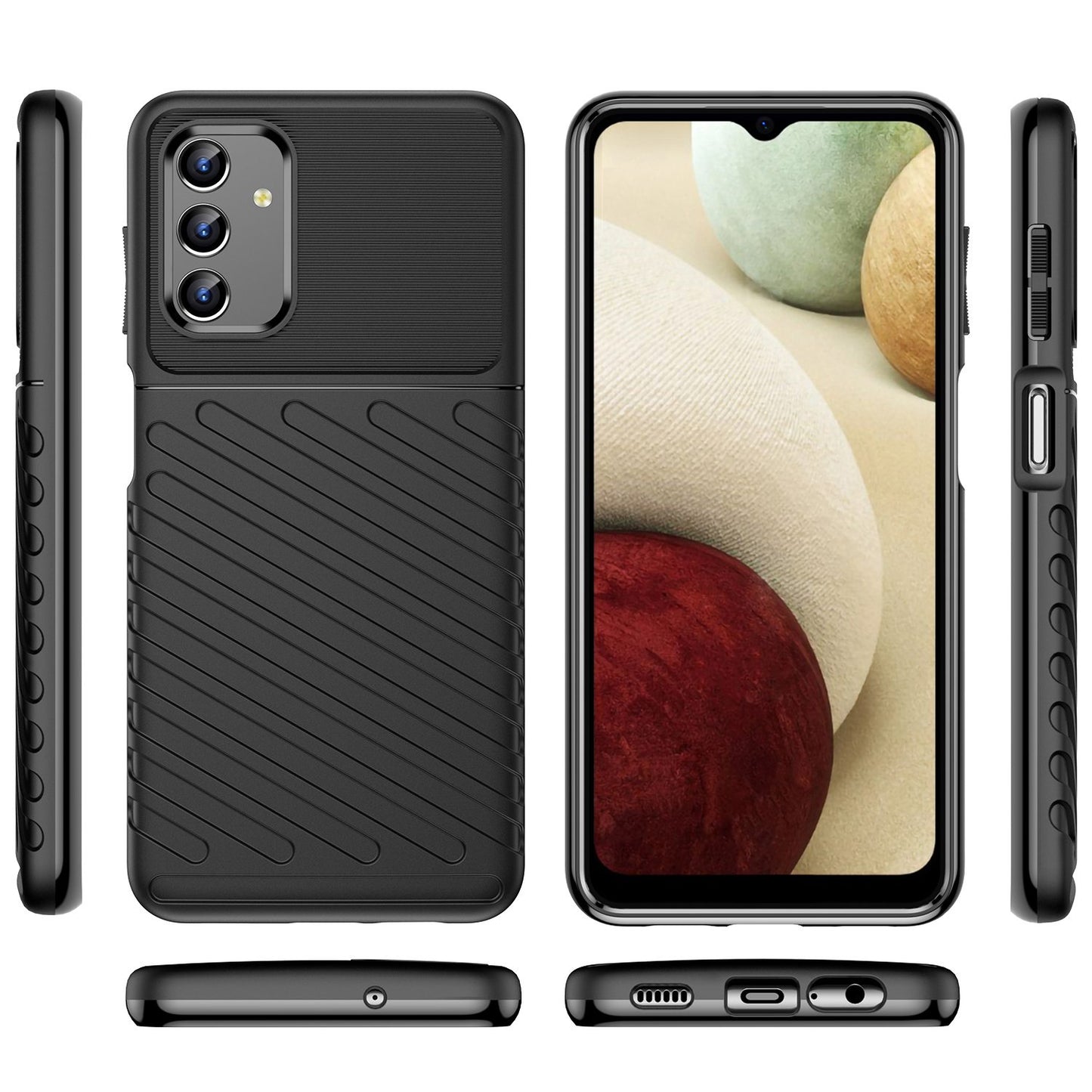 For Samsung Galaxy A04s 4G (164.7 x 76.7 x 9.1 mm) Thunder Series Thickened TPU Soft Phone Case Twill Texture Drop-proof Cover