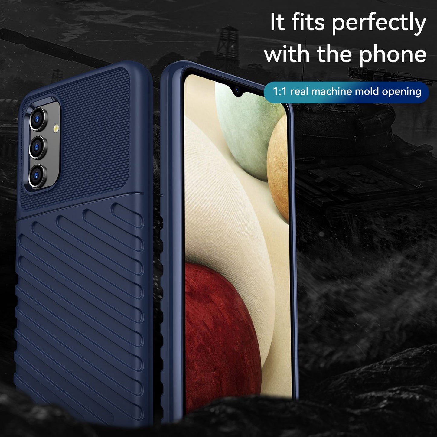 For Samsung Galaxy A04s 4G (164.7 x 76.7 x 9.1 mm) Thunder Series Thickened TPU Soft Phone Case Twill Texture Drop-proof Cover