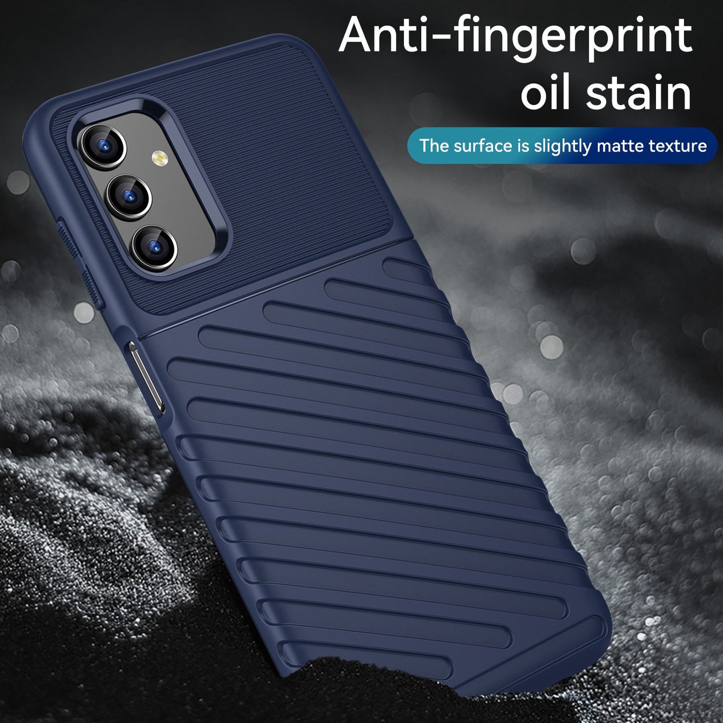 For Samsung Galaxy A04s 4G (164.7 x 76.7 x 9.1 mm) Thunder Series Thickened TPU Soft Phone Case Twill Texture Drop-proof Cover
