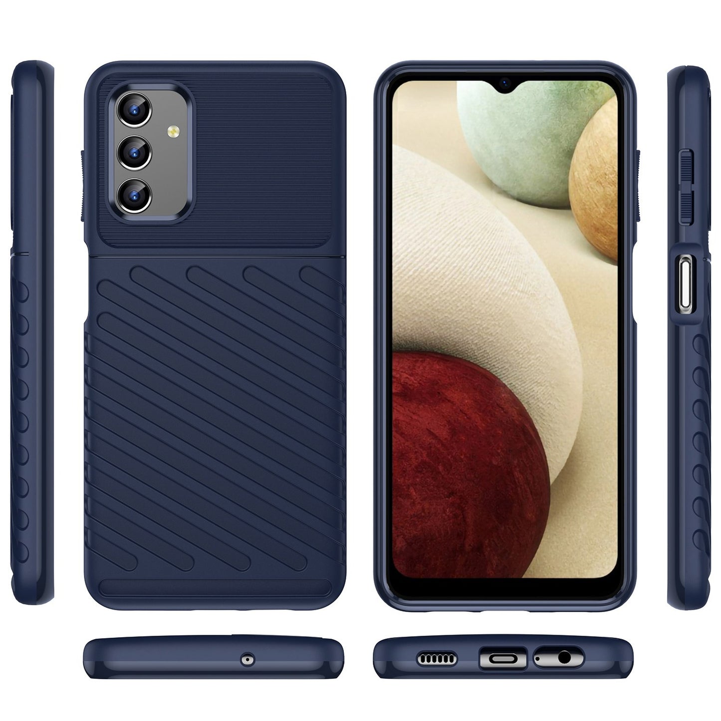 For Samsung Galaxy A04s 4G (164.7 x 76.7 x 9.1 mm) Thunder Series Thickened TPU Soft Phone Case Twill Texture Drop-proof Cover