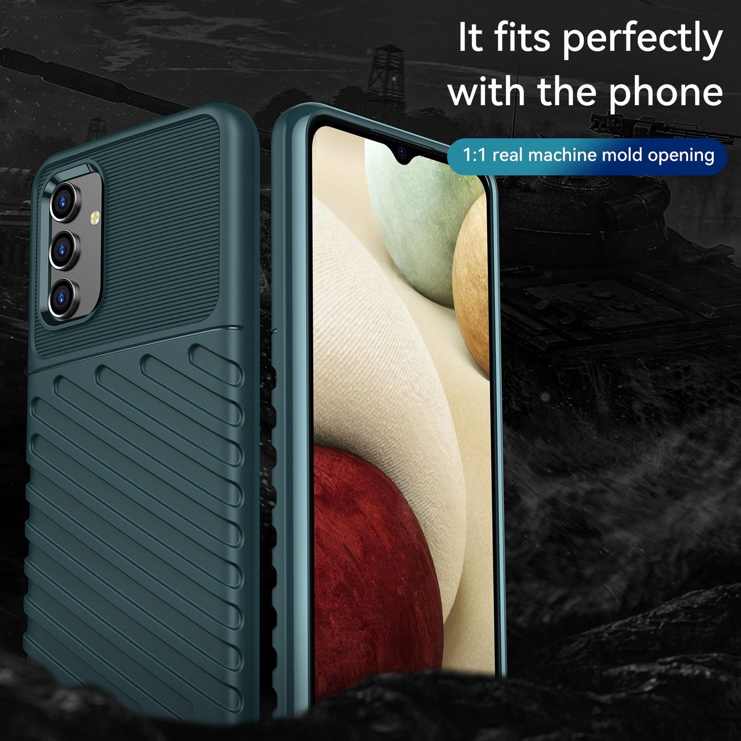For Samsung Galaxy A04s 4G (164.7 x 76.7 x 9.1 mm) Thunder Series Thickened TPU Soft Phone Case Twill Texture Drop-proof Cover
