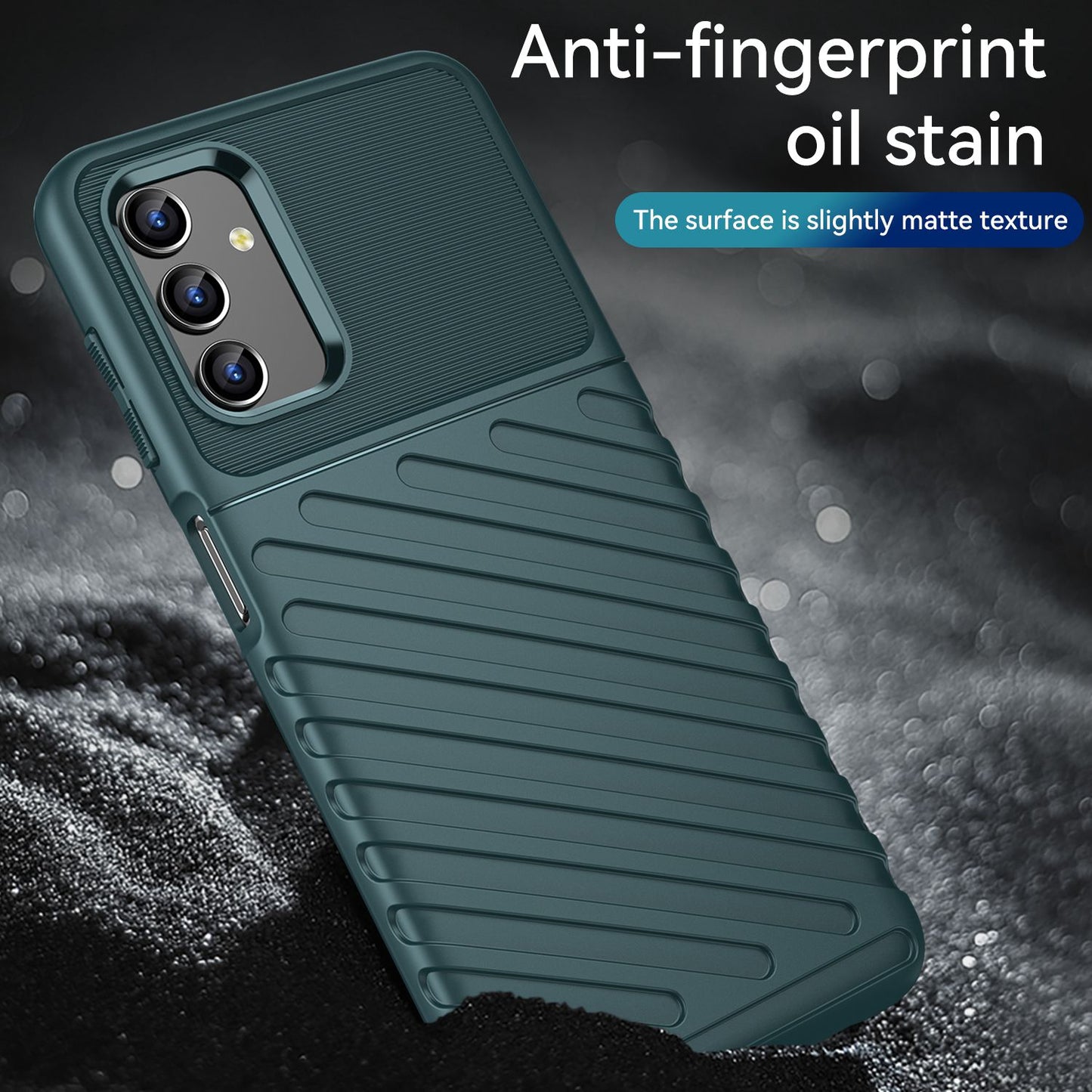 For Samsung Galaxy A04s 4G (164.7 x 76.7 x 9.1 mm) Thunder Series Thickened TPU Soft Phone Case Twill Texture Drop-proof Cover