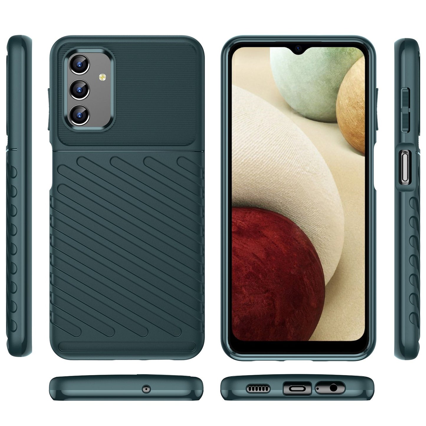 For Samsung Galaxy A04s 4G (164.7 x 76.7 x 9.1 mm) Thunder Series Thickened TPU Soft Phone Case Twill Texture Drop-proof Cover