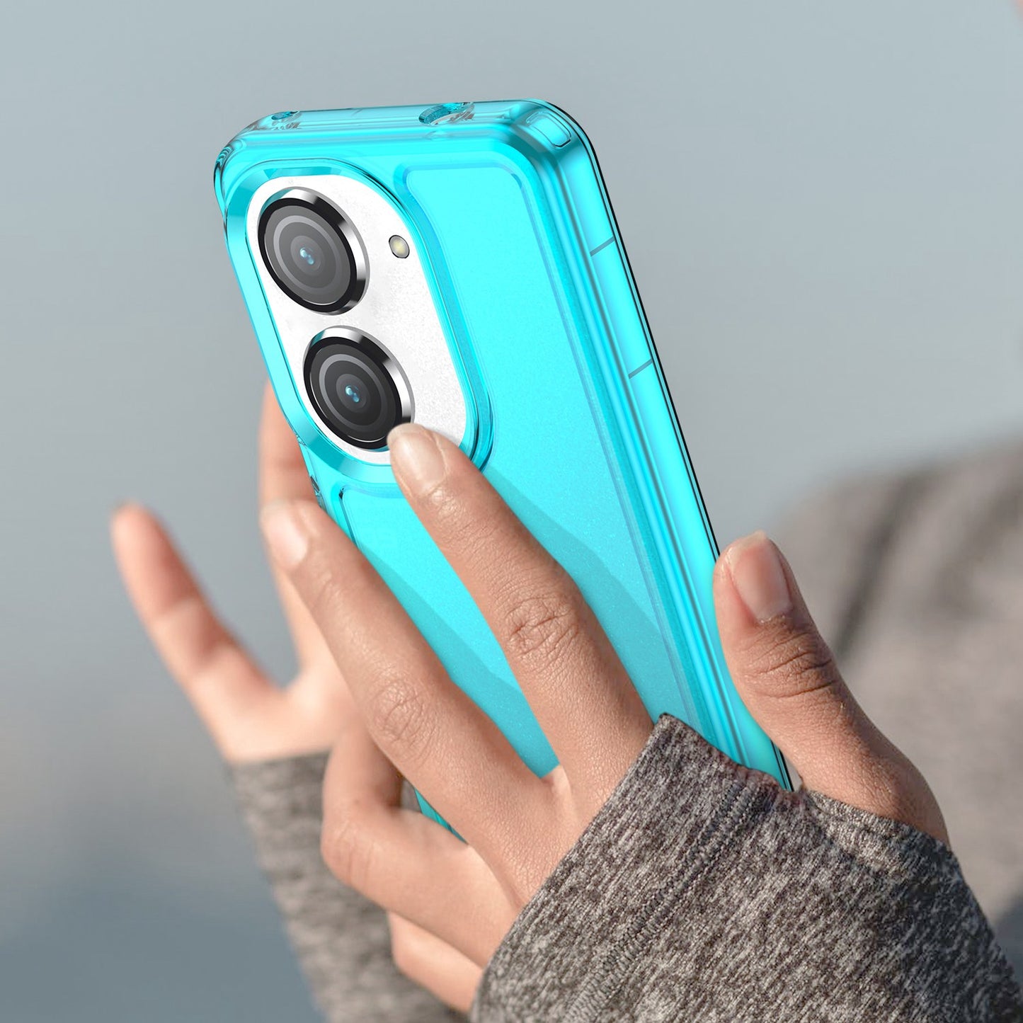 For Asus Zenfone 9 5G Candy Series Air Cushion Shock Absorption Case Soft TPU Brushed Texture Protective Cover