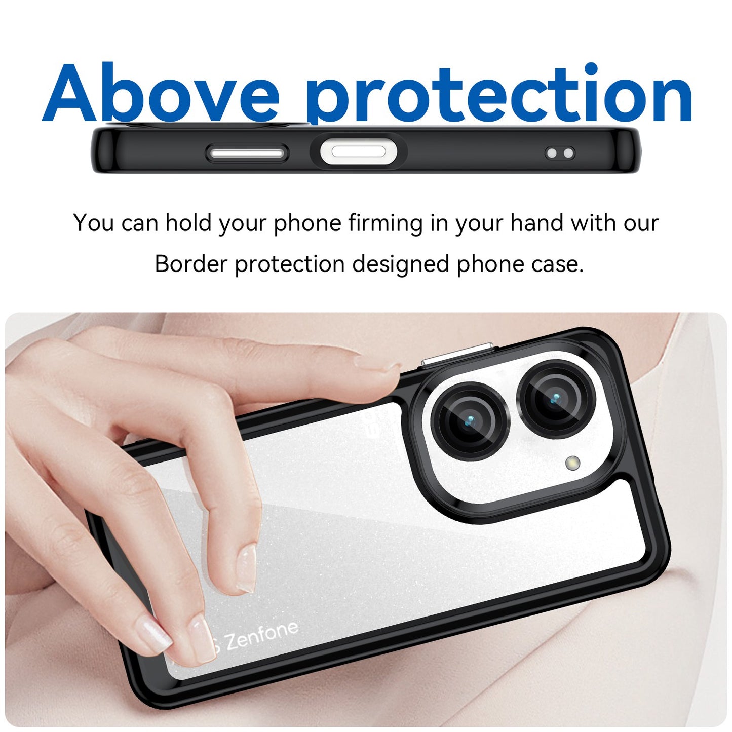 For Asus Zenfone 9 5G TPU + Acrylic Clear Back Phone Protective Case Anti-drop Anti-scratch Back Cover