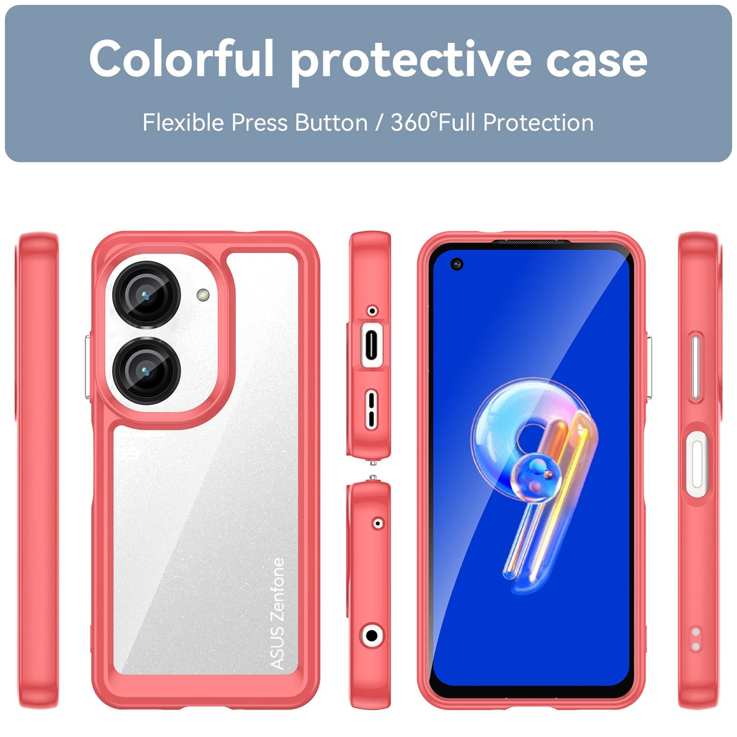 For Asus Zenfone 9 5G TPU + Acrylic Clear Back Phone Protective Case Anti-drop Anti-scratch Back Cover