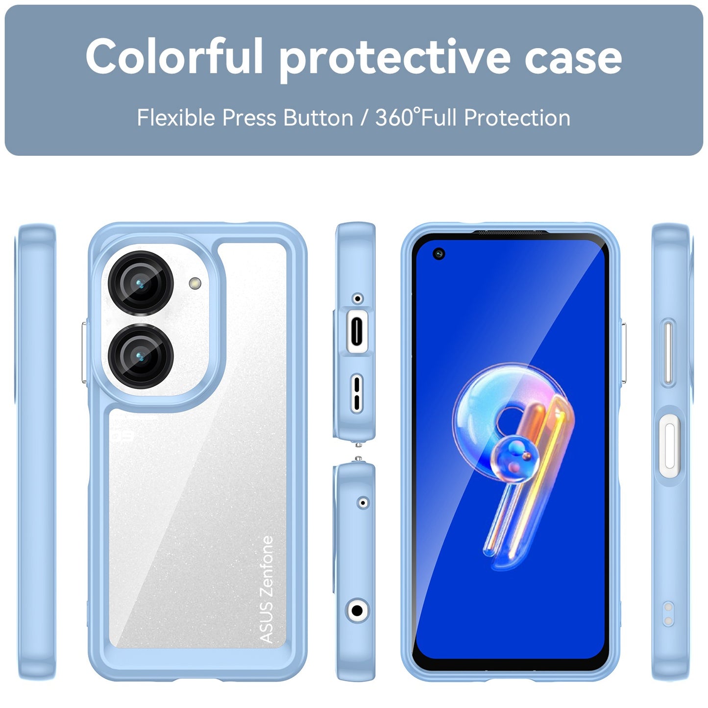 For Asus Zenfone 9 5G TPU + Acrylic Clear Back Phone Protective Case Anti-drop Anti-scratch Back Cover