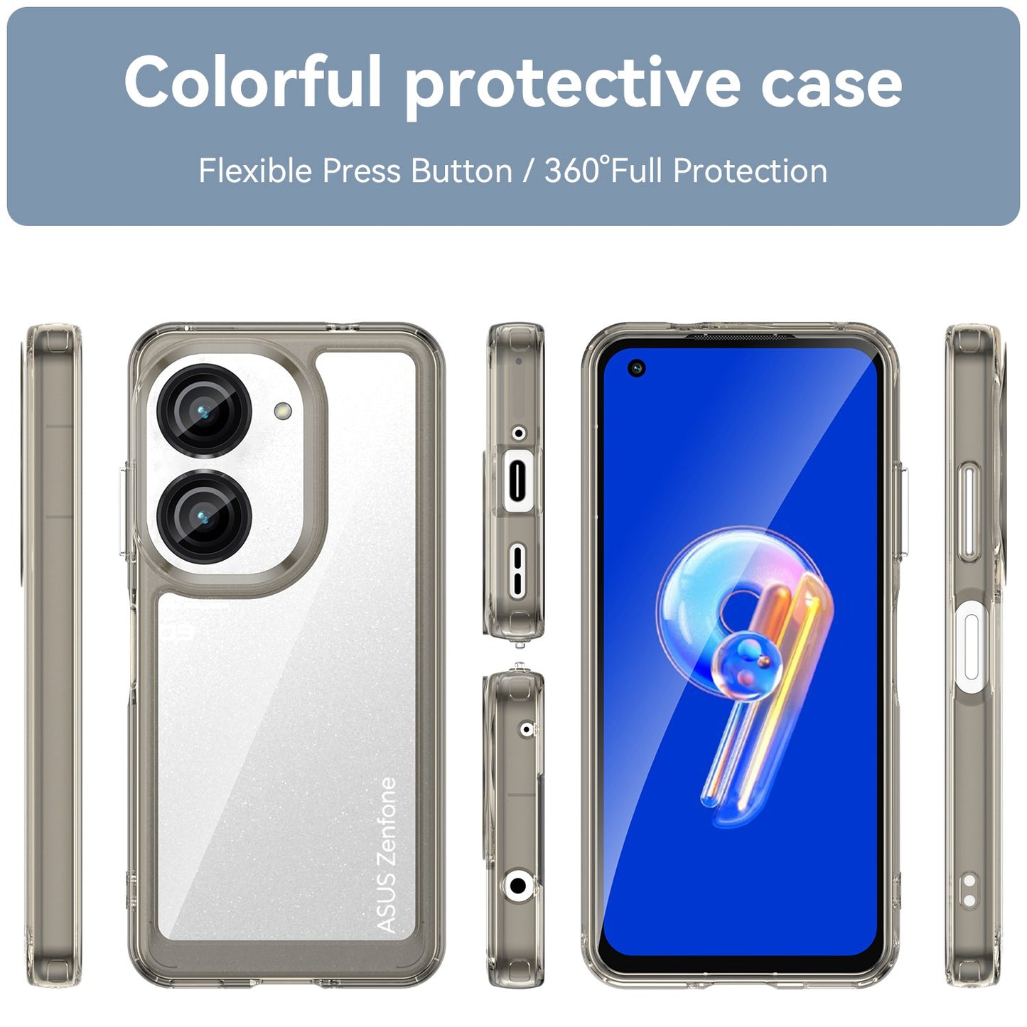 For Asus Zenfone 9 5G TPU + Acrylic Clear Back Phone Protective Case Anti-drop Anti-scratch Back Cover