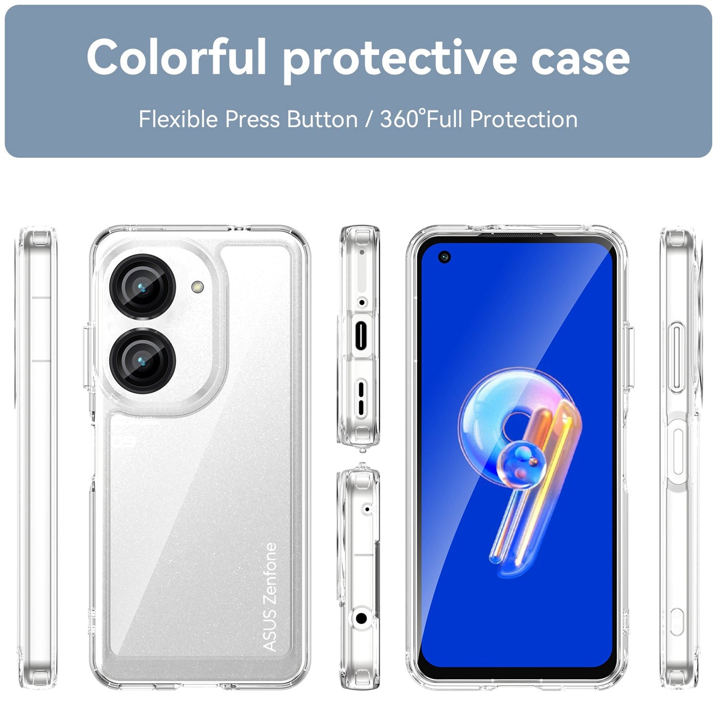For Asus Zenfone 9 5G TPU + Acrylic Clear Back Phone Protective Case Anti-drop Anti-scratch Back Cover