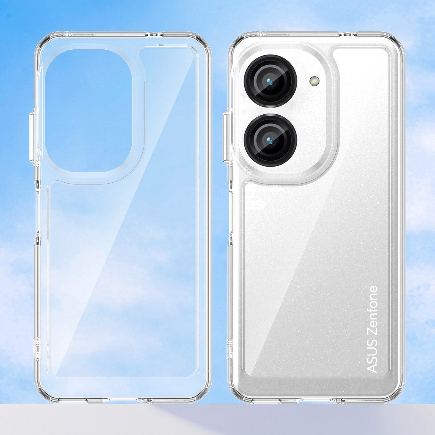 For Asus Zenfone 9 5G TPU + Acrylic Clear Back Phone Protective Case Anti-drop Anti-scratch Back Cover