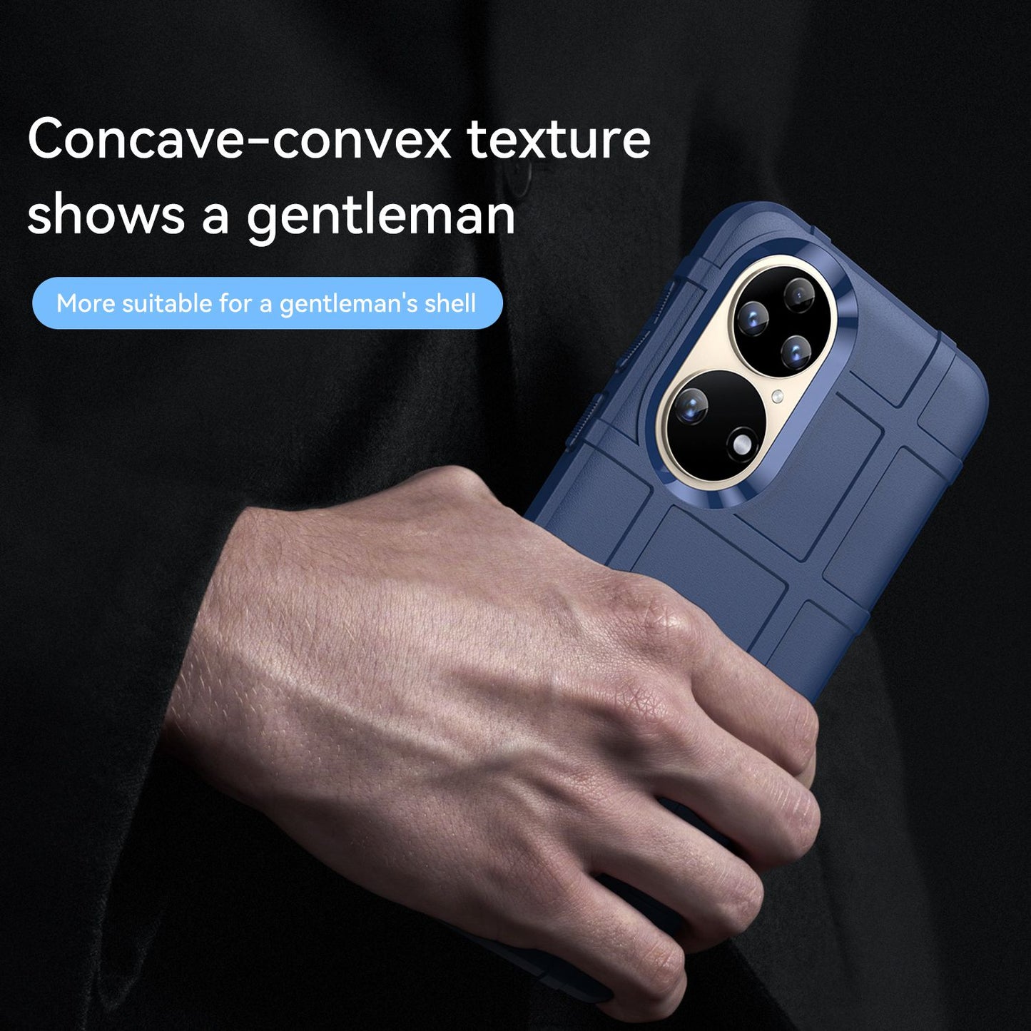 For Huawei P50 Pro 4G Phone Shell Anti-scratch Rugged Square Grid Texture Flexible TPU Shockproof Phone Case