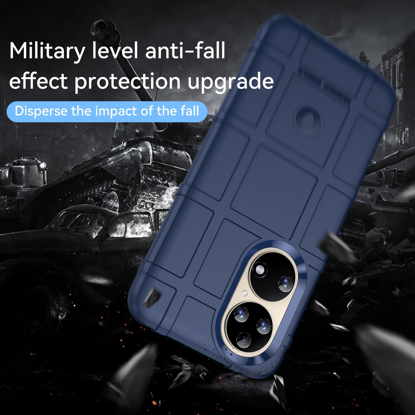 For Huawei P50 Pro 4G Phone Shell Anti-scratch Rugged Square Grid Texture Flexible TPU Shockproof Phone Case