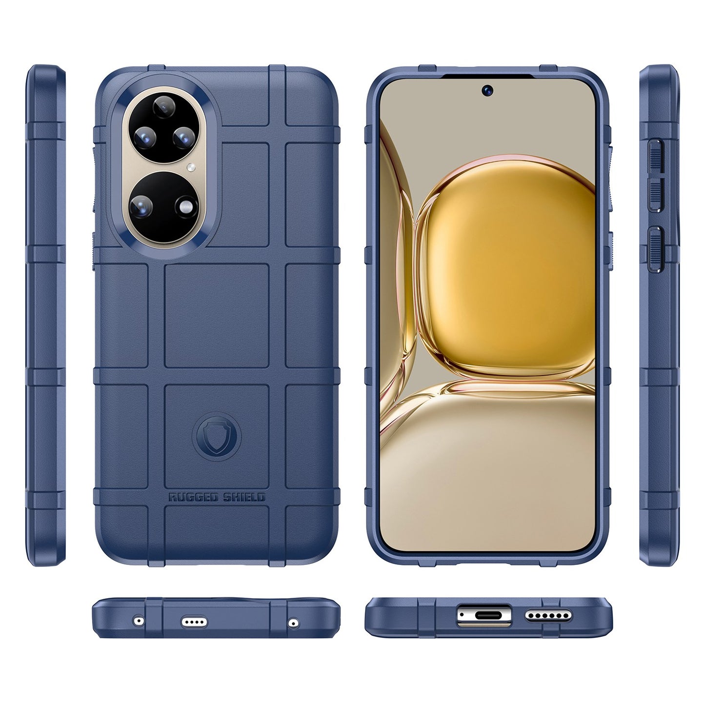 For Huawei P50 Pro 4G Phone Shell Anti-scratch Rugged Square Grid Texture Flexible TPU Shockproof Phone Case