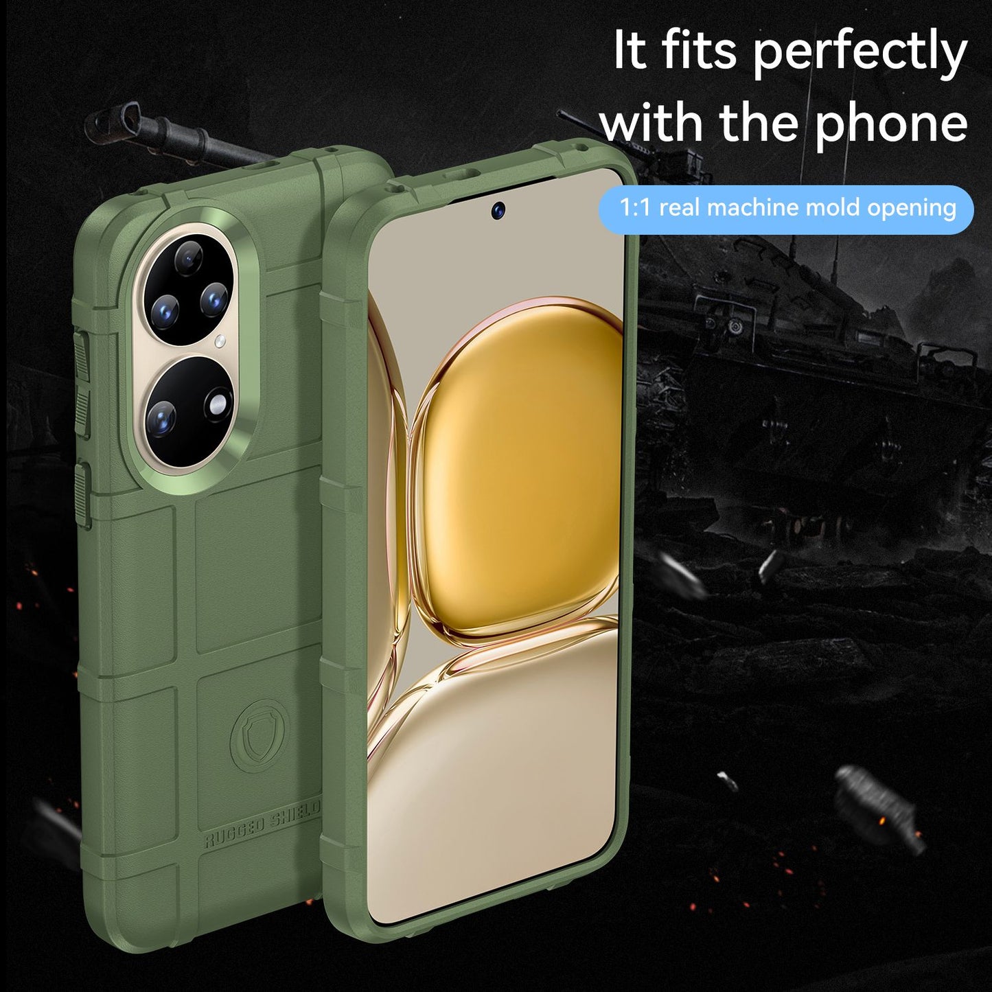 For Huawei P50 Pro 4G Phone Shell Anti-scratch Rugged Square Grid Texture Flexible TPU Shockproof Phone Case