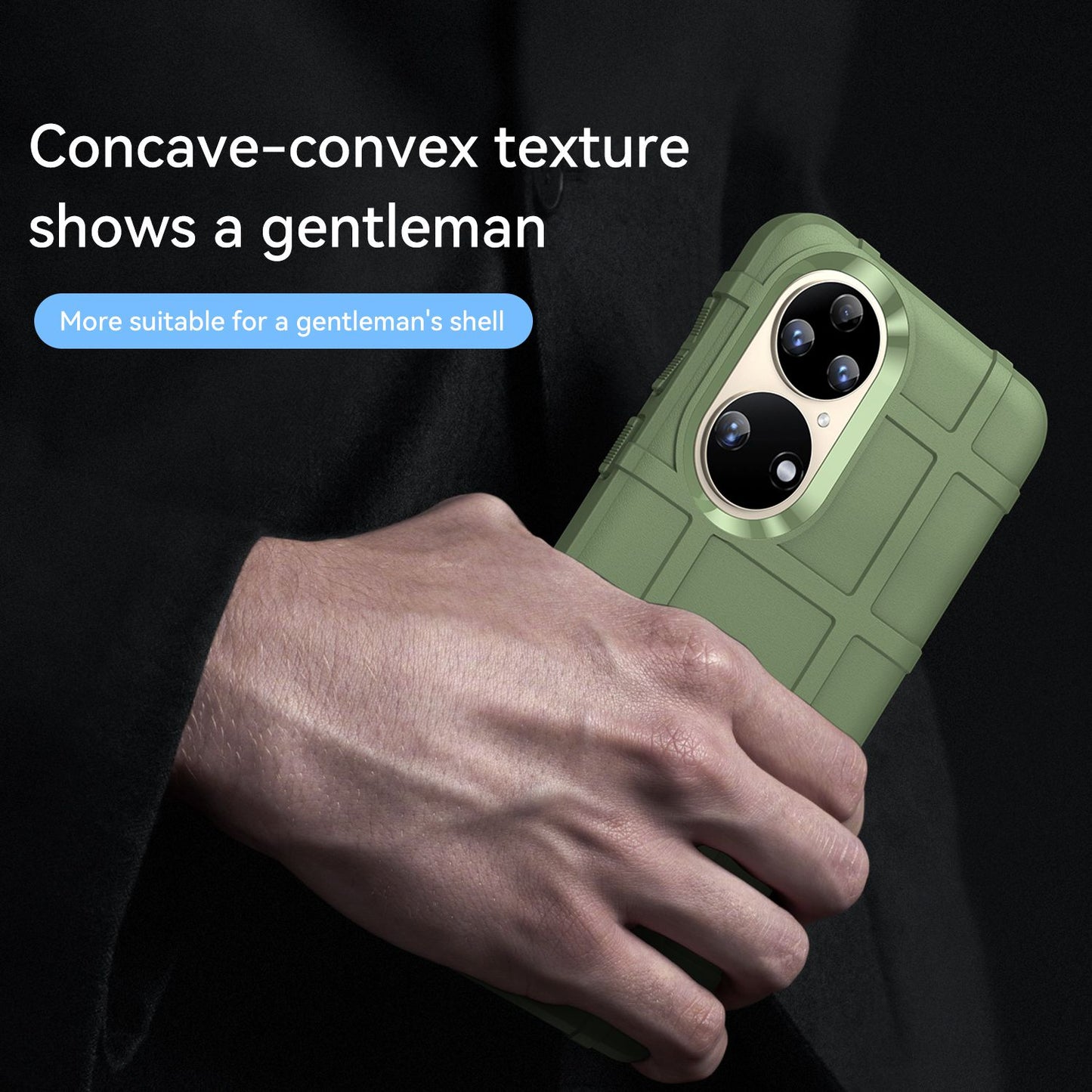 For Huawei P50 Pro 4G Phone Shell Anti-scratch Rugged Square Grid Texture Flexible TPU Shockproof Phone Case