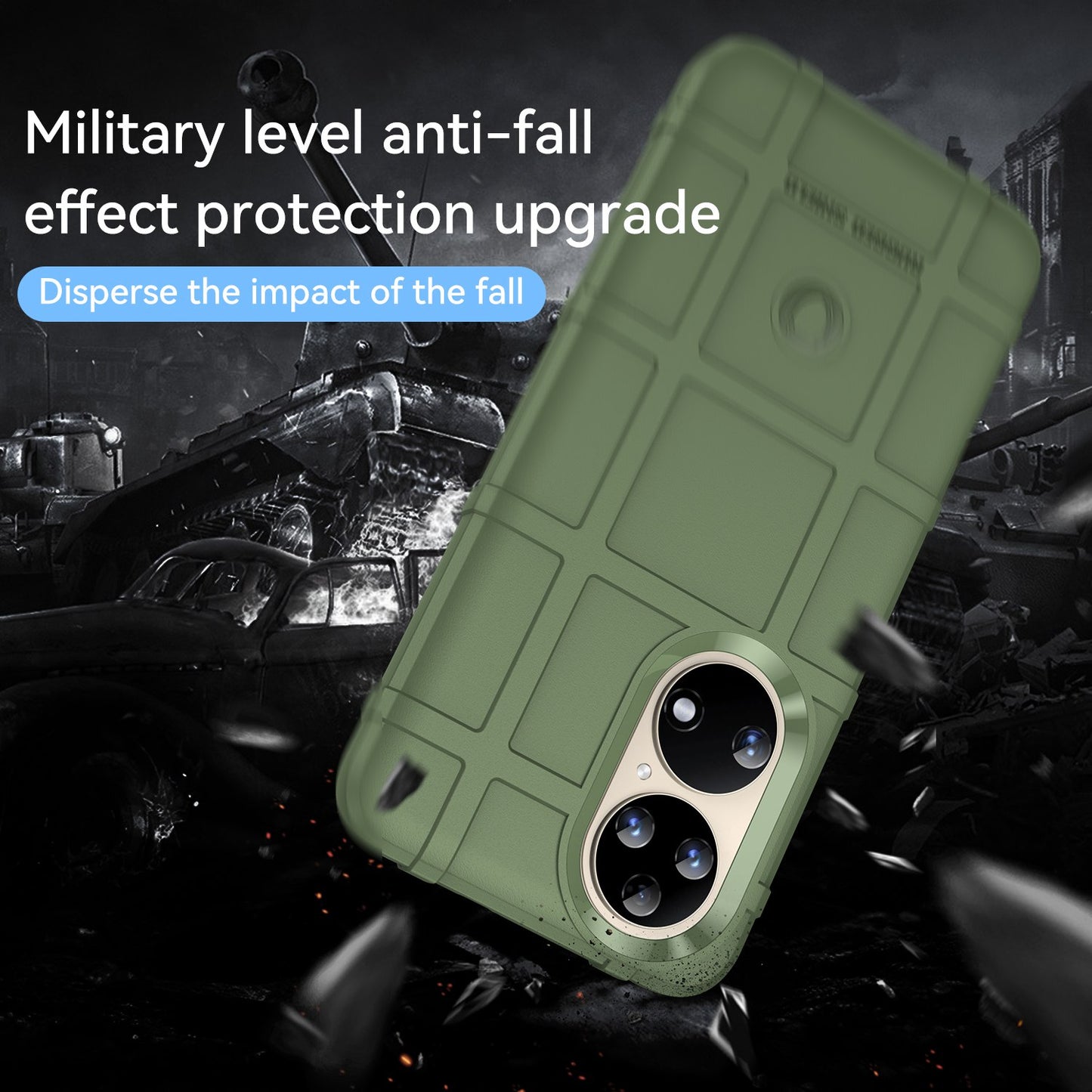 For Huawei P50 Pro 4G Phone Shell Anti-scratch Rugged Square Grid Texture Flexible TPU Shockproof Phone Case