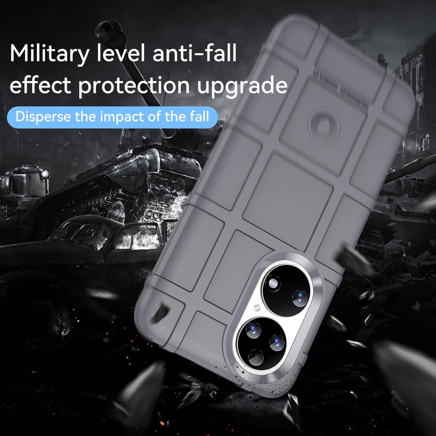 For Huawei P50 Pro 4G Phone Shell Anti-scratch Rugged Square Grid Texture Flexible TPU Shockproof Phone Case