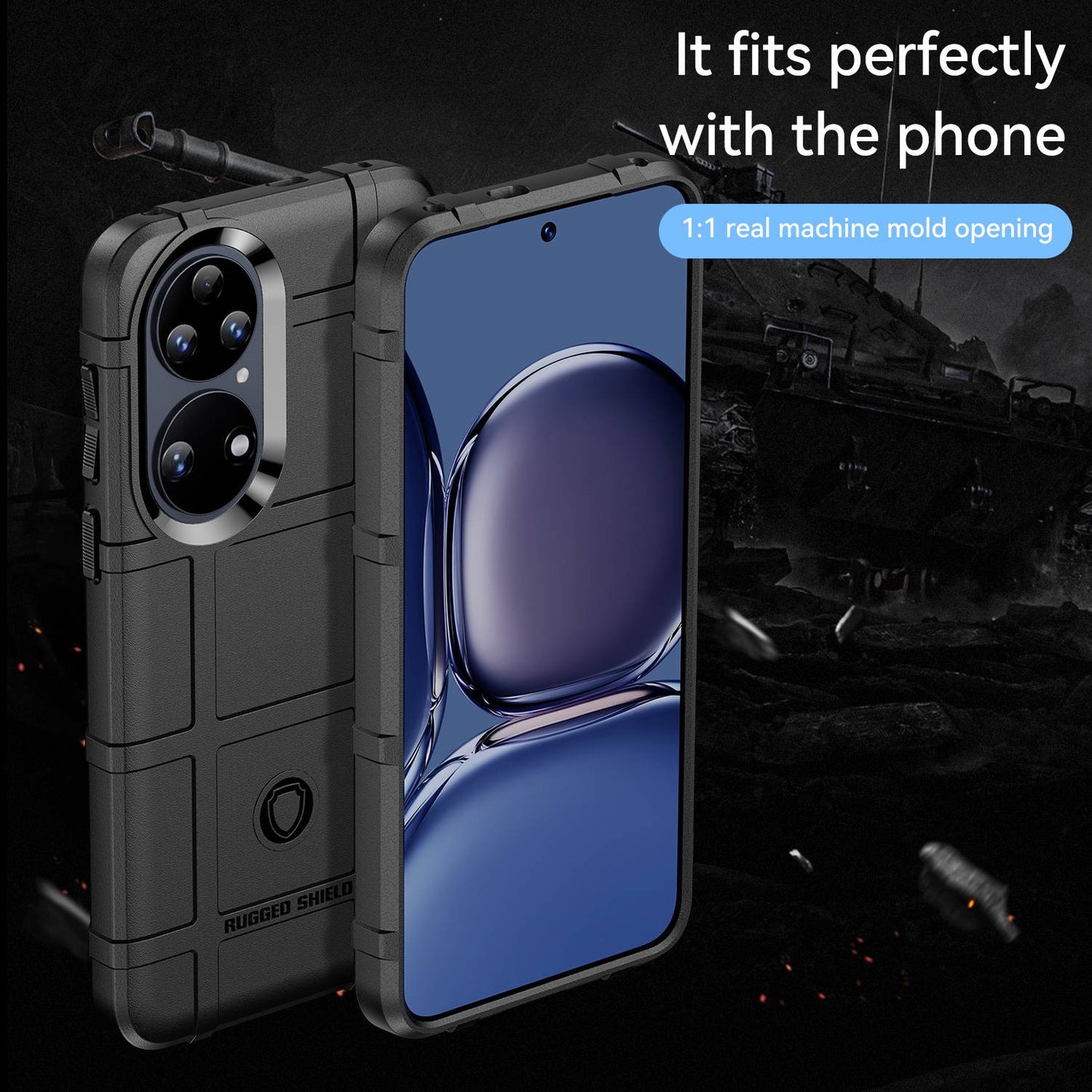 For Huawei P50 Pro 4G Phone Shell Anti-scratch Rugged Square Grid Texture Flexible TPU Shockproof Phone Case