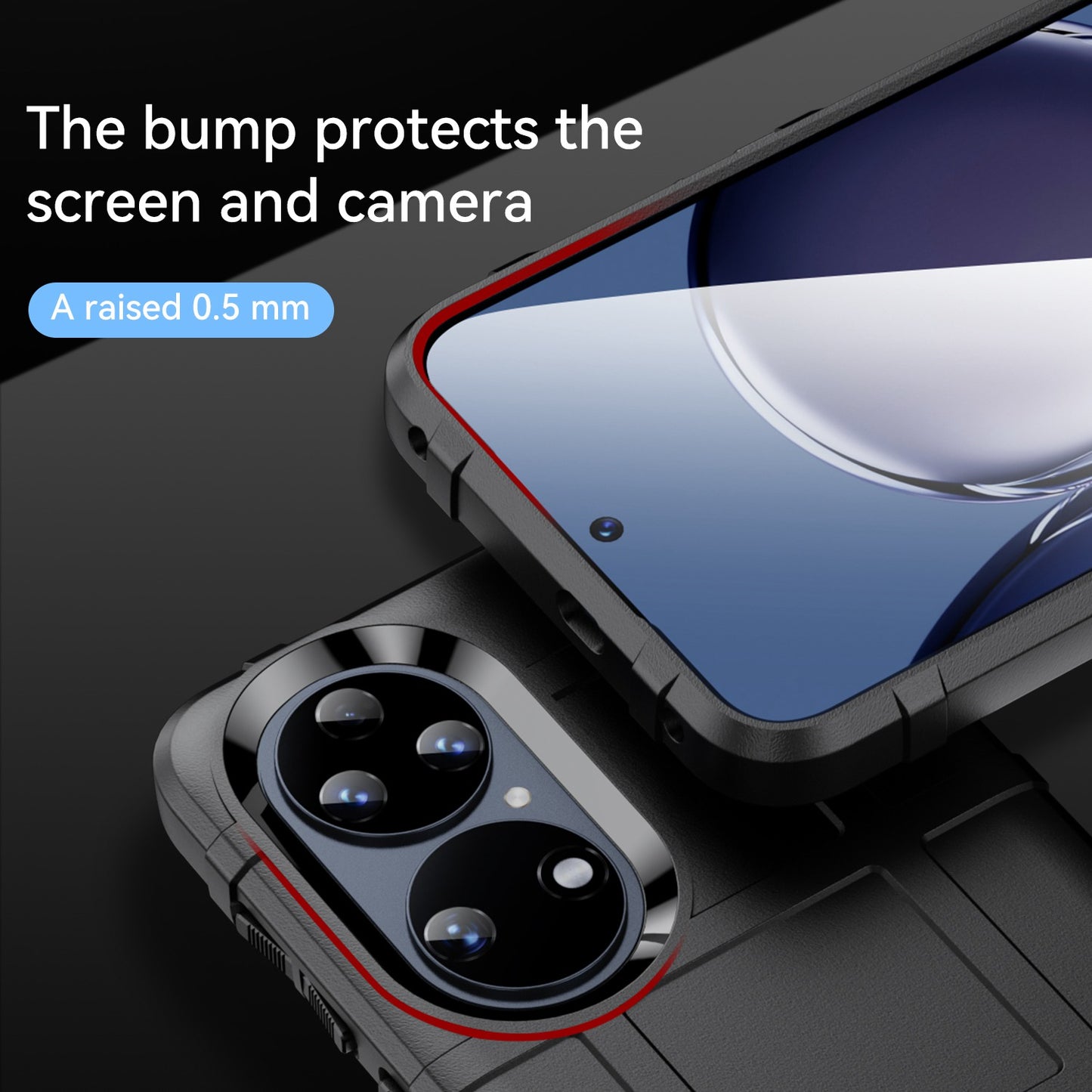 For Huawei P50 Pro 4G Phone Shell Anti-scratch Rugged Square Grid Texture Flexible TPU Shockproof Phone Case