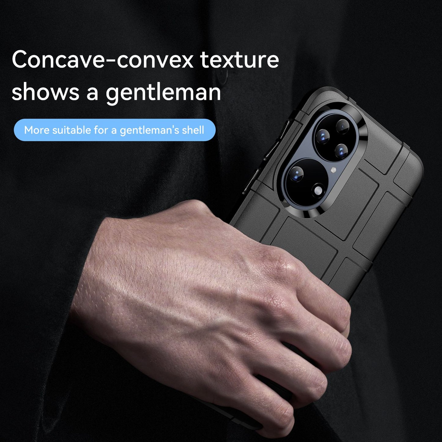 For Huawei P50 Pro 4G Phone Shell Anti-scratch Rugged Square Grid Texture Flexible TPU Shockproof Phone Case