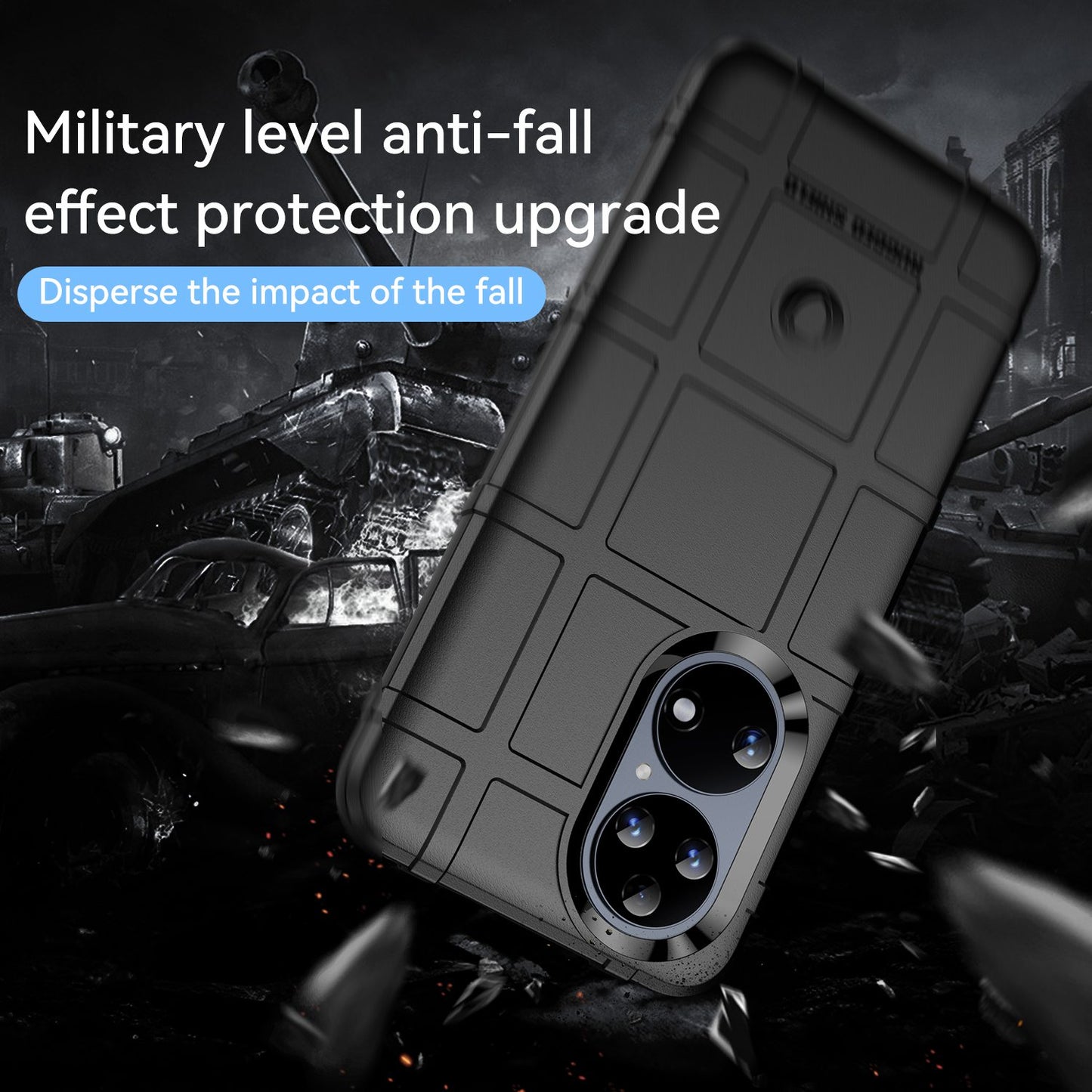 For Huawei P50 Pro 4G Phone Shell Anti-scratch Rugged Square Grid Texture Flexible TPU Shockproof Phone Case