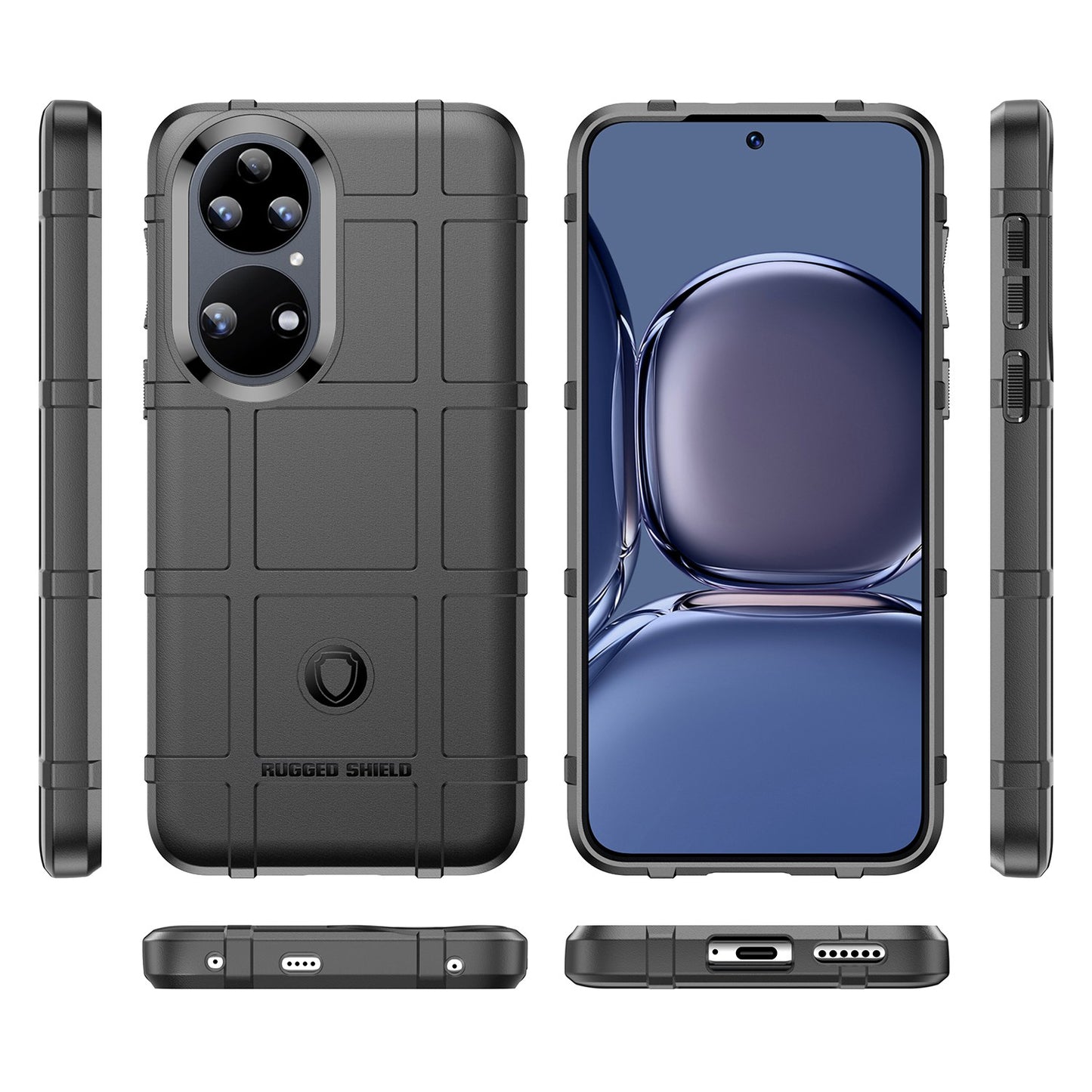 For Huawei P50 Pro 4G Phone Shell Anti-scratch Rugged Square Grid Texture Flexible TPU Shockproof Phone Case