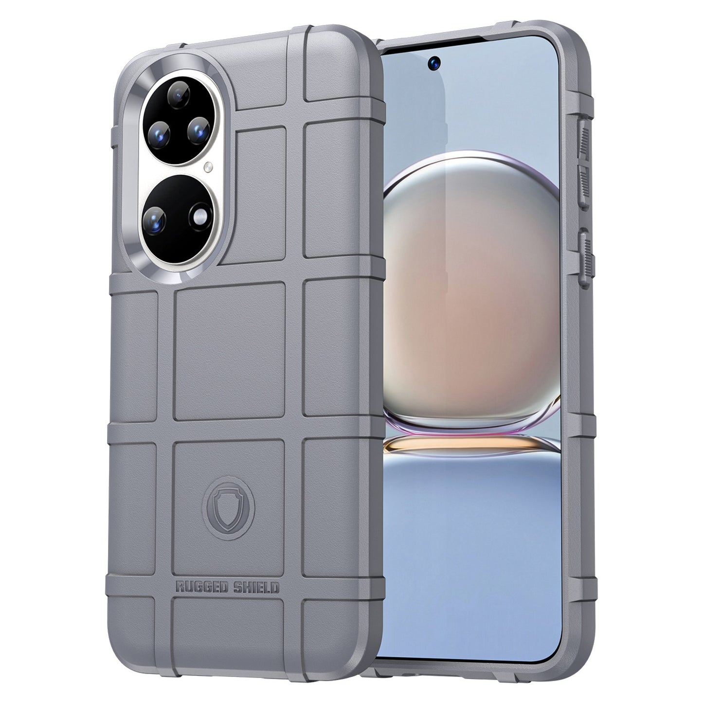 For Huawei P50 4G / P50E Soft TPU Case Rugged Square Grid Design Shockproof Phone Back Cover