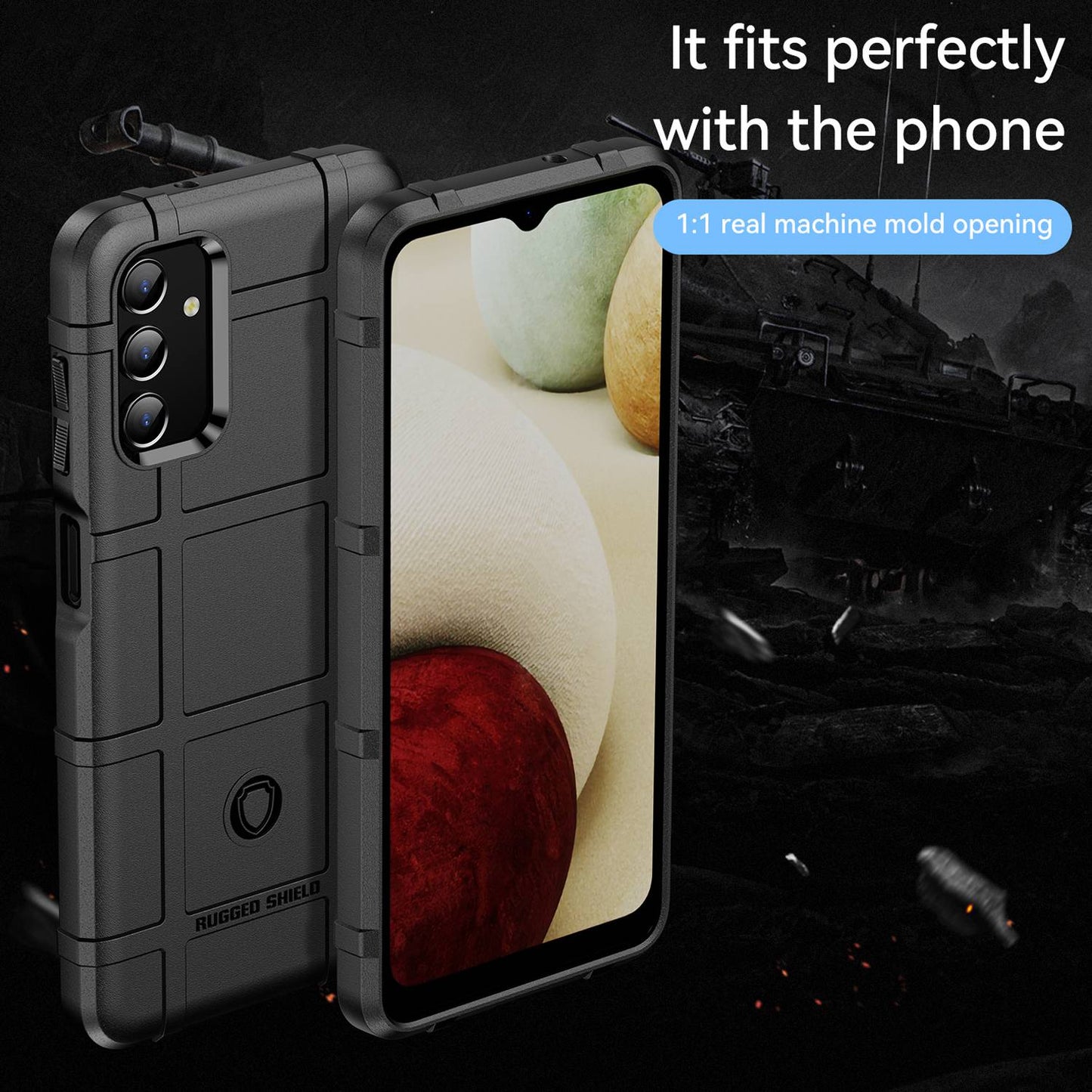 For Samsung Galaxy A04s 4G (164.7 x 76.7 x 9.1 mm) Rugged Square Grid Protective Phone Case Anti-drop TPU Cover