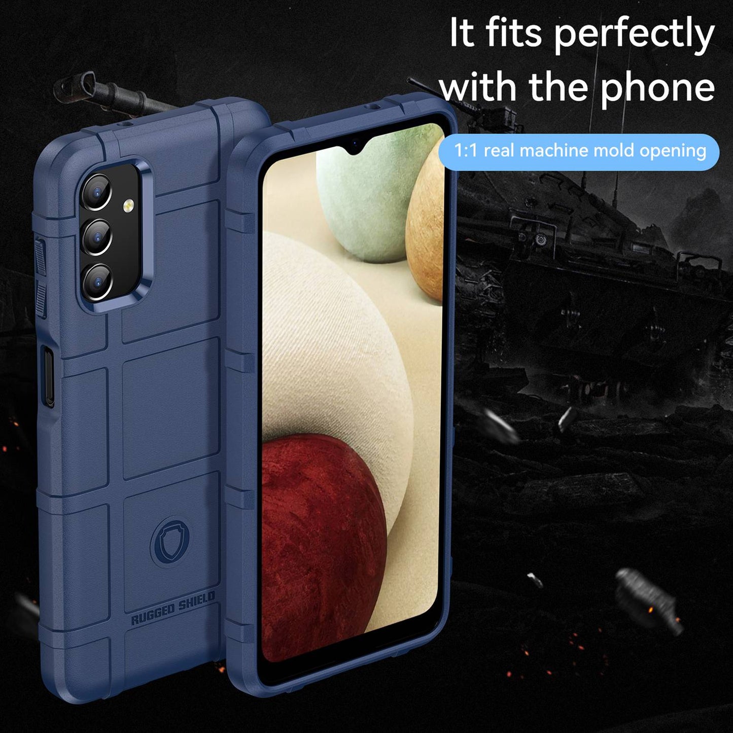 For Samsung Galaxy A04s 4G (164.7 x 76.7 x 9.1 mm) Rugged Square Grid Protective Phone Case Anti-drop TPU Cover