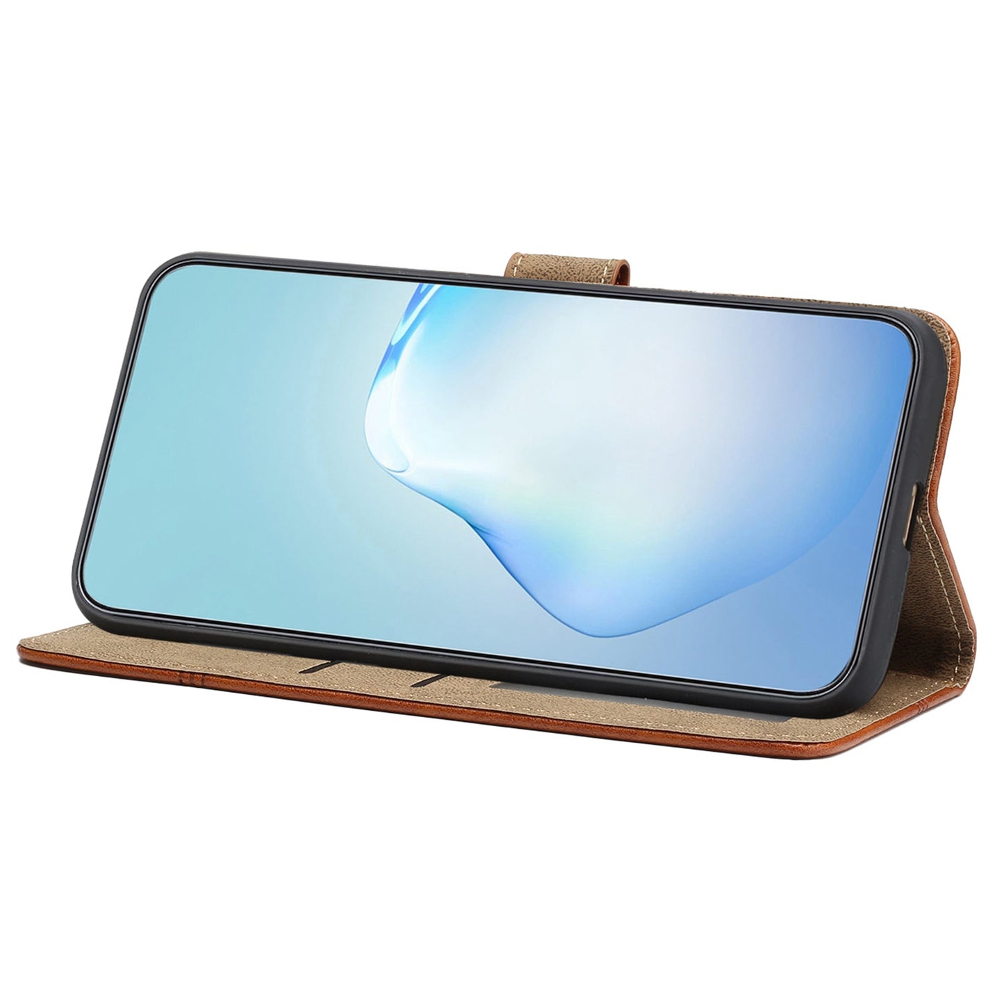 Phone Wallet Case For iPhone 13 Pro 6.1 inch, Business Style Cowhide Texture PU Leather Folio Flip Phone Cover Stand with Strap