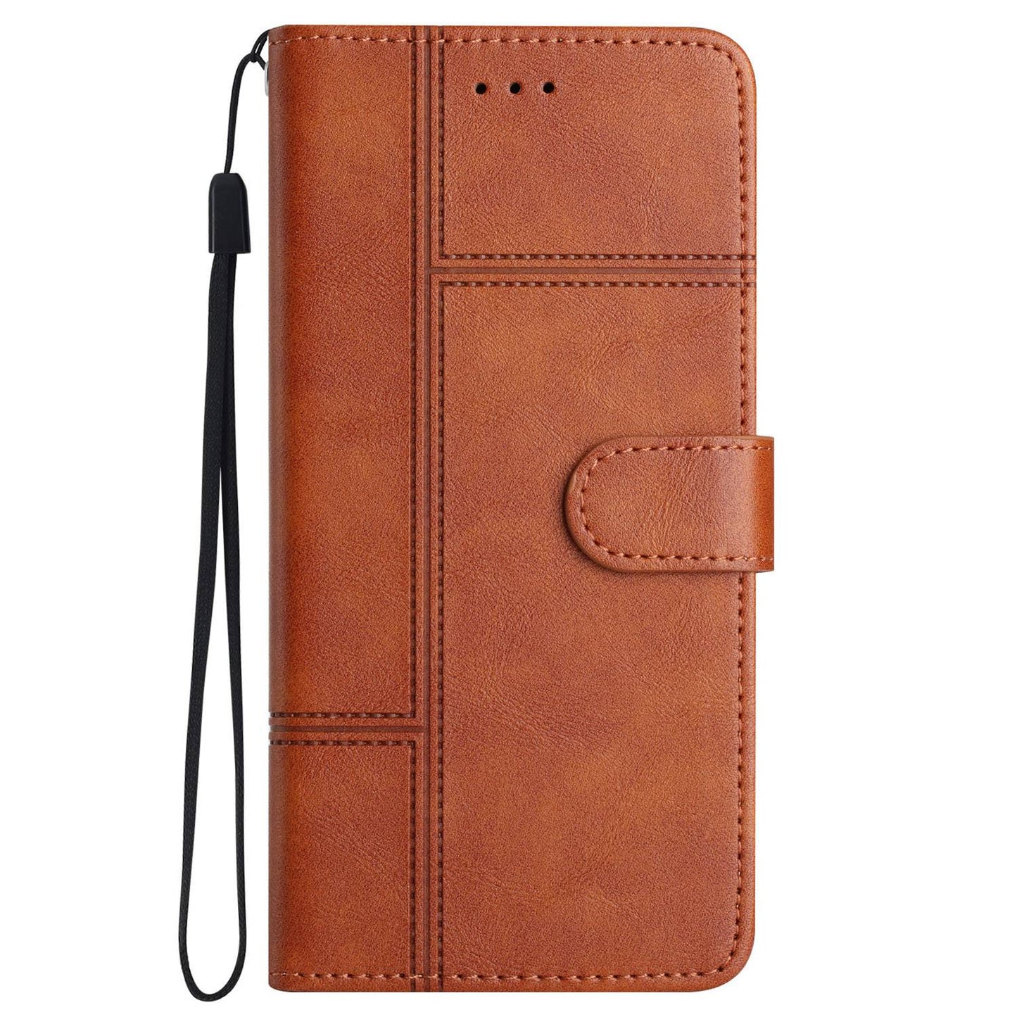 Phone Wallet Case For iPhone 13 Pro 6.1 inch, Business Style Cowhide Texture PU Leather Folio Flip Phone Cover Stand with Strap