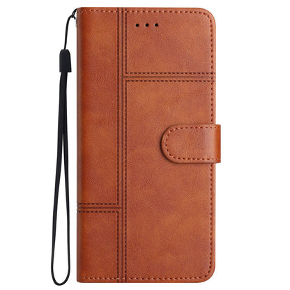 Phone Wallet Case For iPhone 13 Pro 6.1 inch, Business Style Cowhide Texture PU Leather Folio Flip Phone Cover Stand with Strap