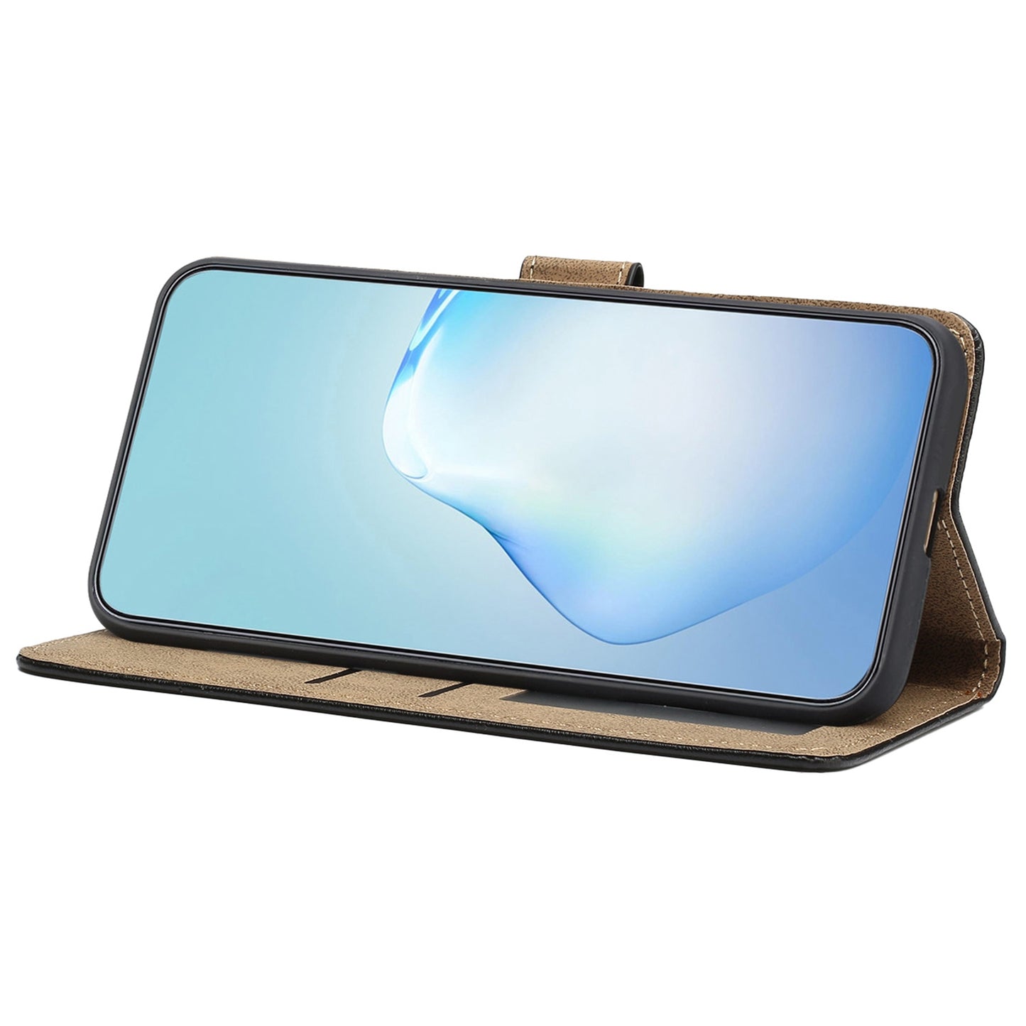 Phone Wallet Case For iPhone 13 Pro 6.1 inch, Business Style Cowhide Texture PU Leather Folio Flip Phone Cover Stand with Strap