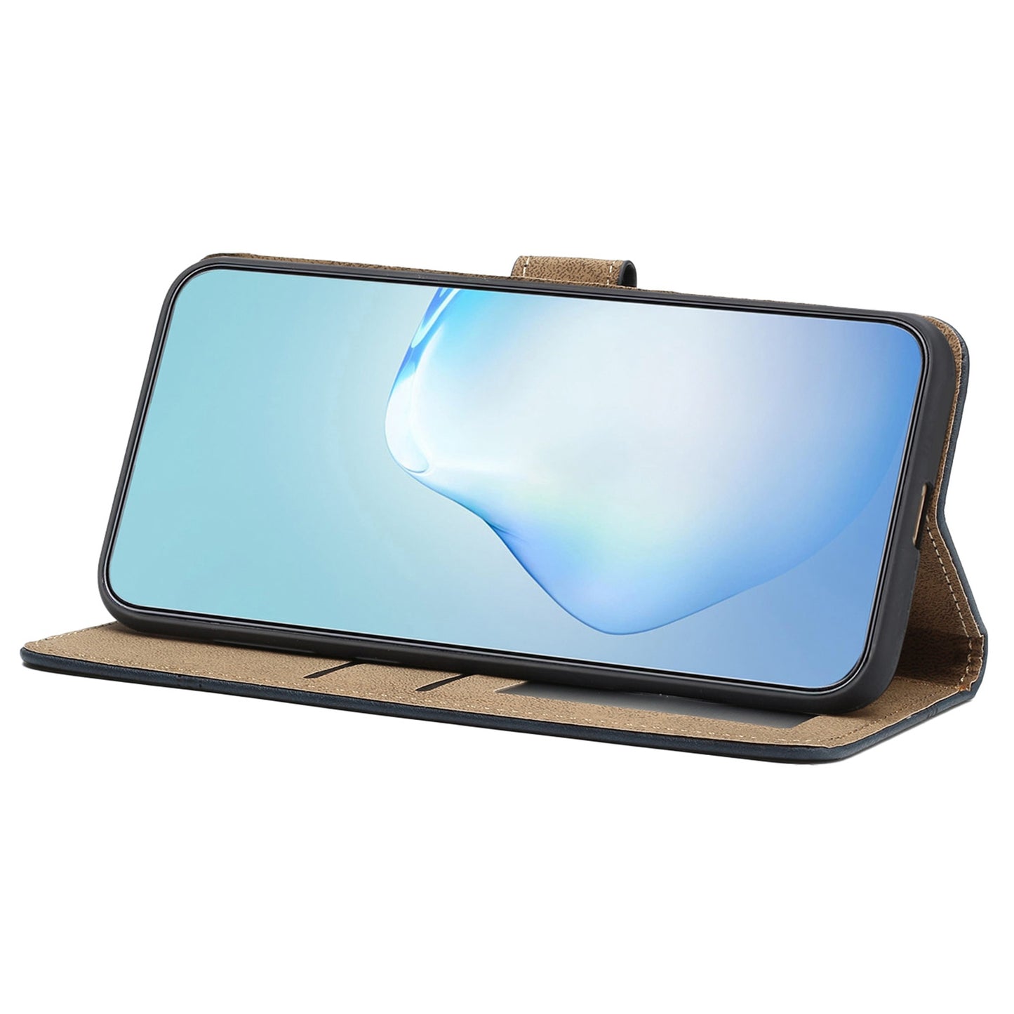 Phone Wallet Case For iPhone 13 Pro 6.1 inch, Business Style Cowhide Texture PU Leather Folio Flip Phone Cover Stand with Strap