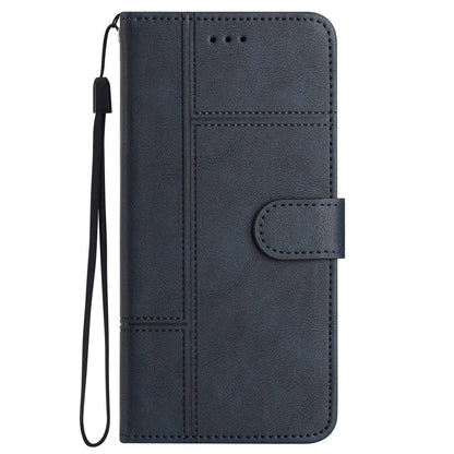 Phone Wallet Case For iPhone 13 Pro 6.1 inch, Business Style Cowhide Texture PU Leather Folio Flip Phone Cover Stand with Strap