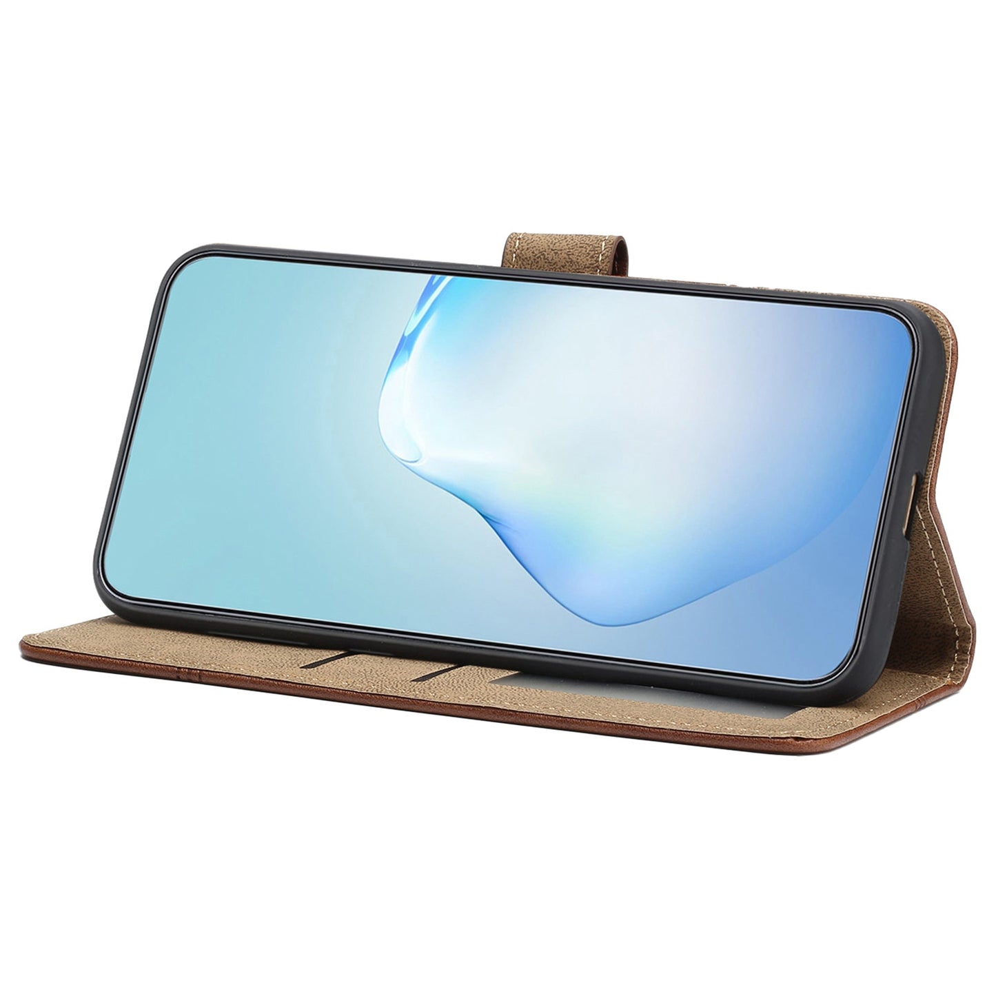 Phone Wallet Case For iPhone 13 Pro 6.1 inch, Business Style Cowhide Texture PU Leather Folio Flip Phone Cover Stand with Strap