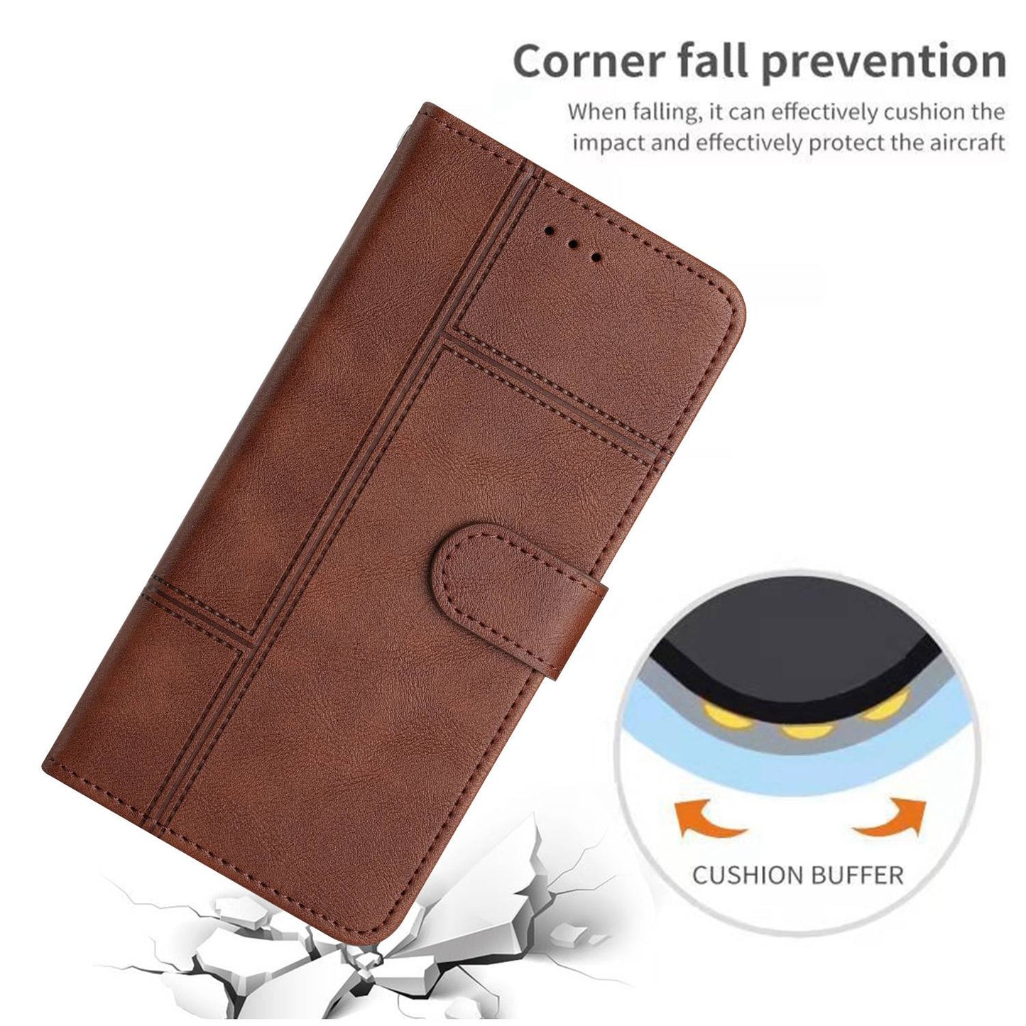 Phone Wallet Case For iPhone 13 Pro 6.1 inch, Business Style Cowhide Texture PU Leather Folio Flip Phone Cover Stand with Strap