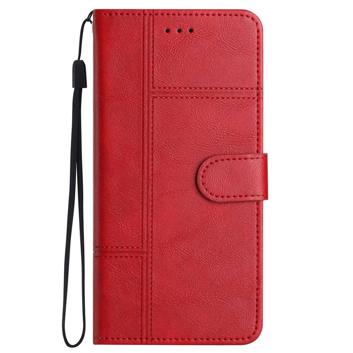 Phone Wallet Case For iPhone 13 Pro 6.1 inch, Business Style Cowhide Texture PU Leather Folio Flip Phone Cover Stand with Strap