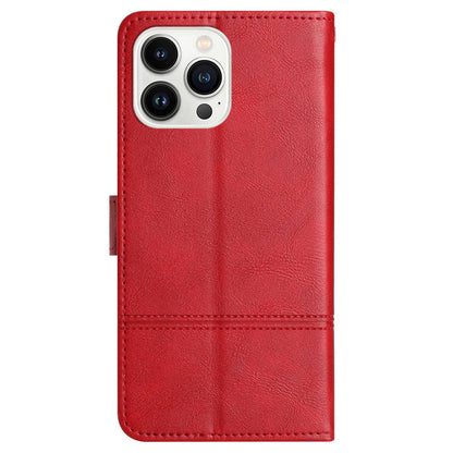 Phone Wallet Case For iPhone 13 Pro 6.1 inch, Business Style Cowhide Texture PU Leather Folio Flip Phone Cover Stand with Strap