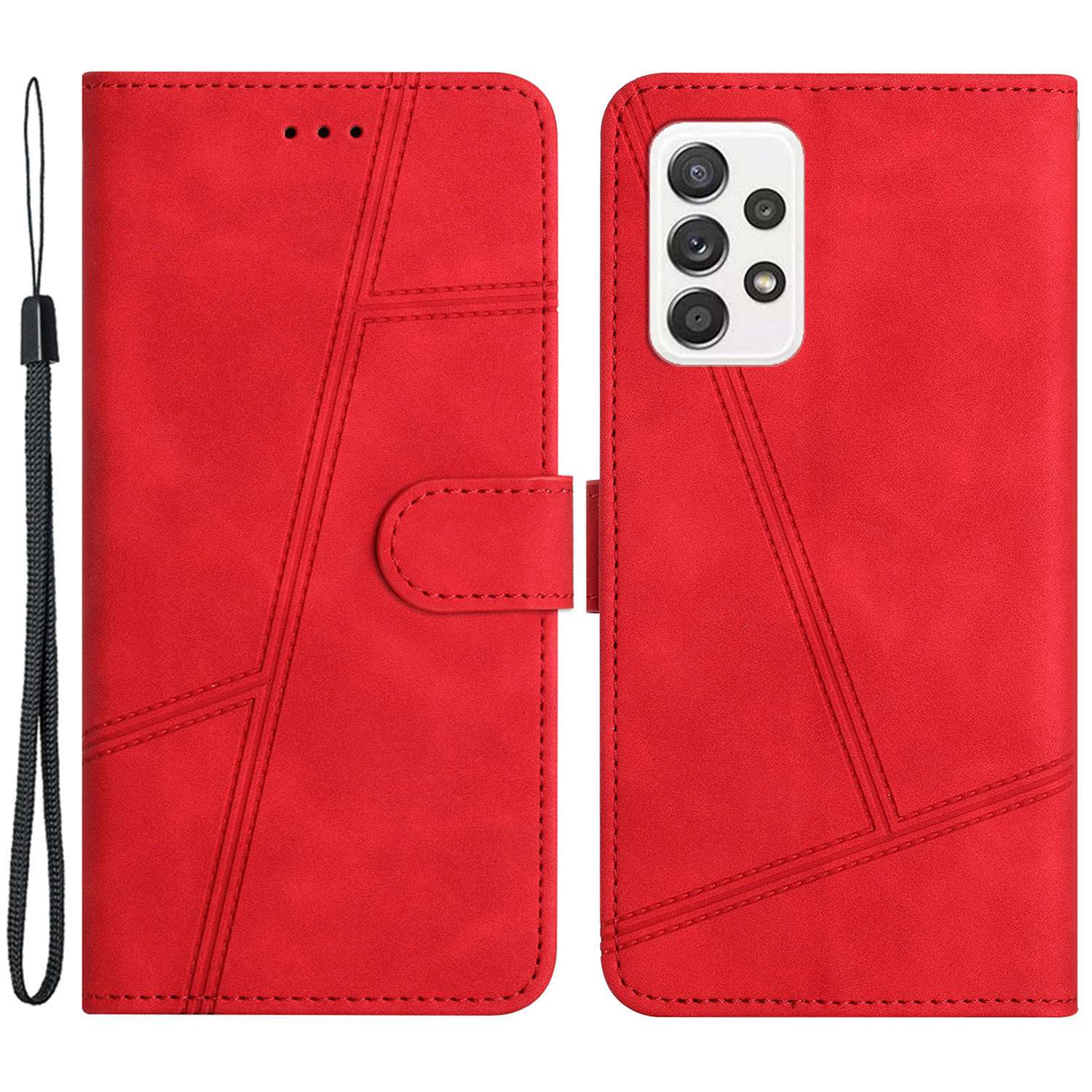 For Samsung Galaxy A52s 5G / A52 5G / 4G Skin-touch Feeling PU Leather Wallet Stand Phone Case Vintage Cell Phone Cover with Strap