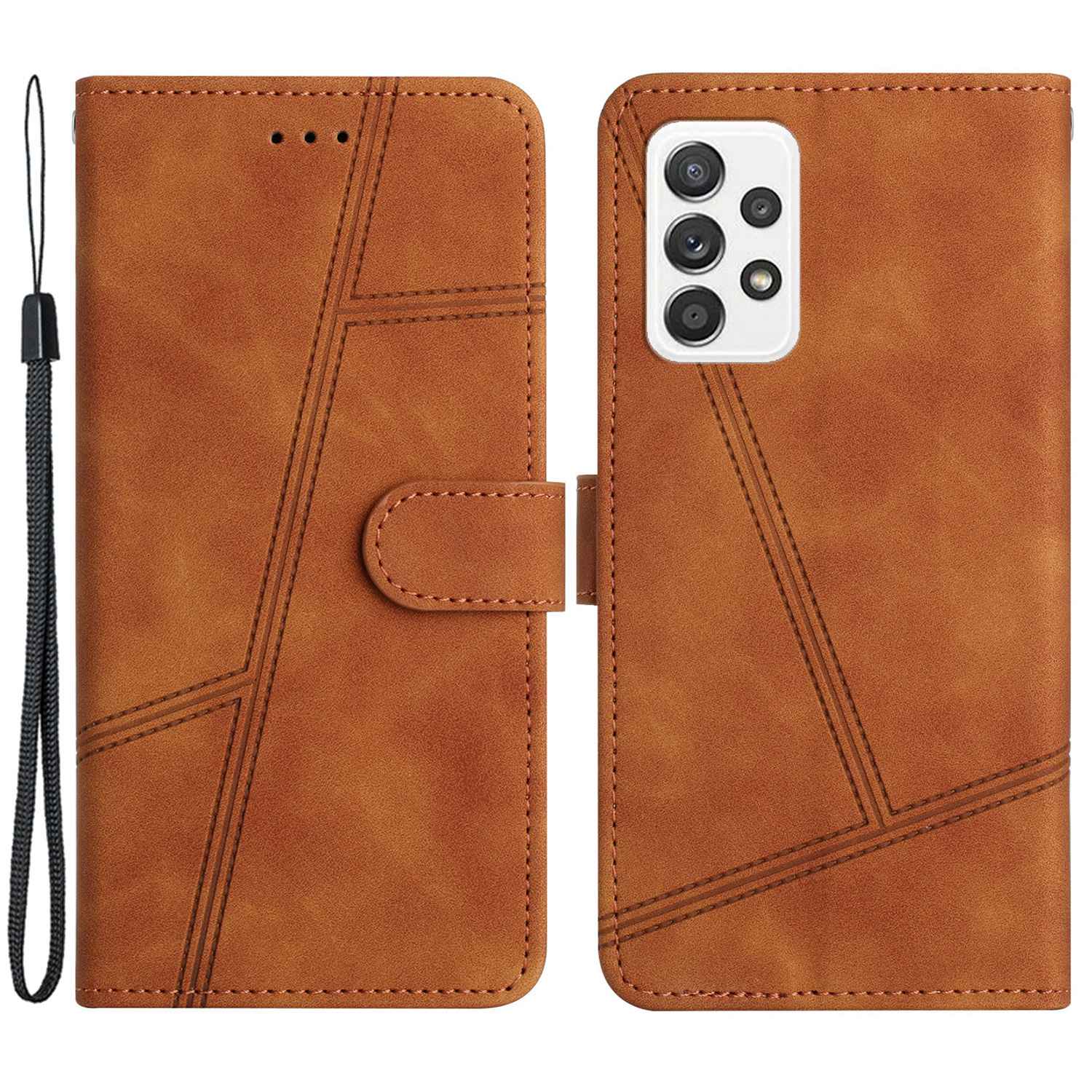 For Samsung Galaxy A52s 5G / A52 5G / 4G Skin-touch Feeling PU Leather Wallet Stand Phone Case Vintage Cell Phone Cover with Strap