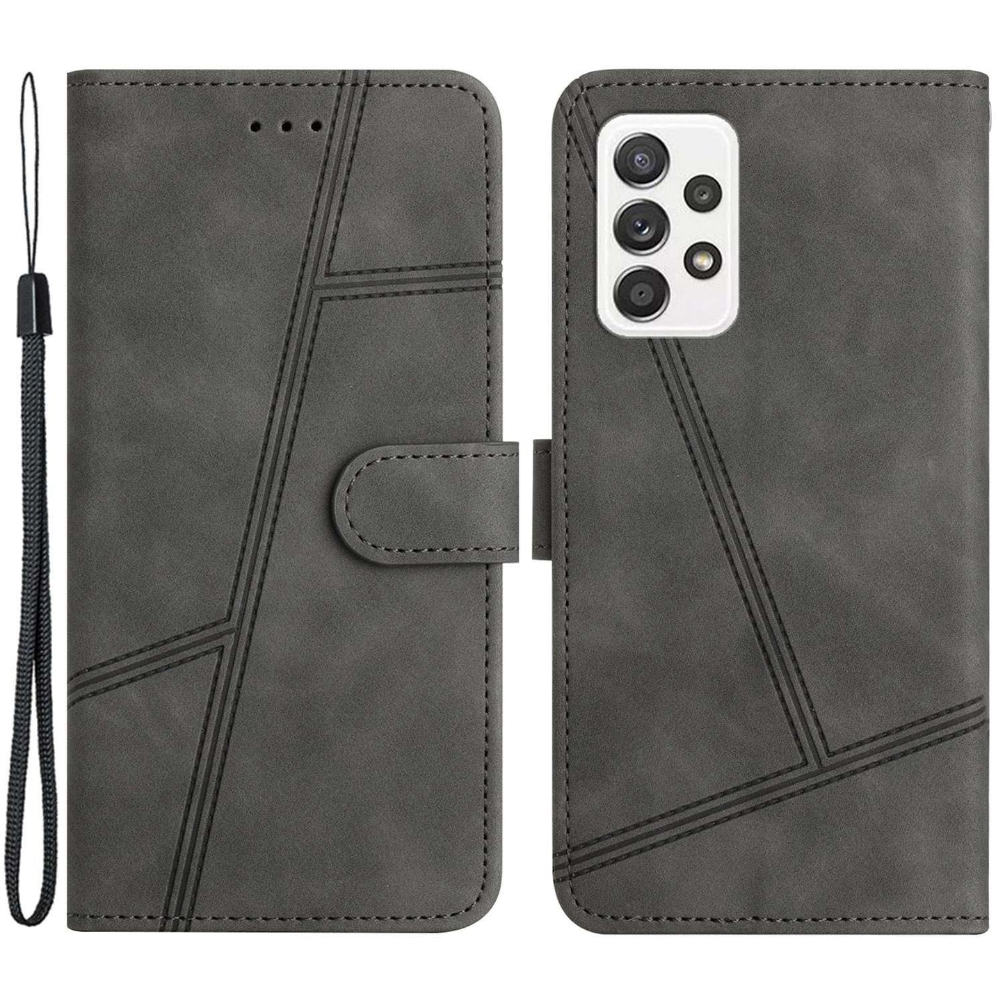 For Samsung Galaxy A52s 5G / A52 5G / 4G Skin-touch Feeling PU Leather Wallet Stand Phone Case Vintage Cell Phone Cover with Strap