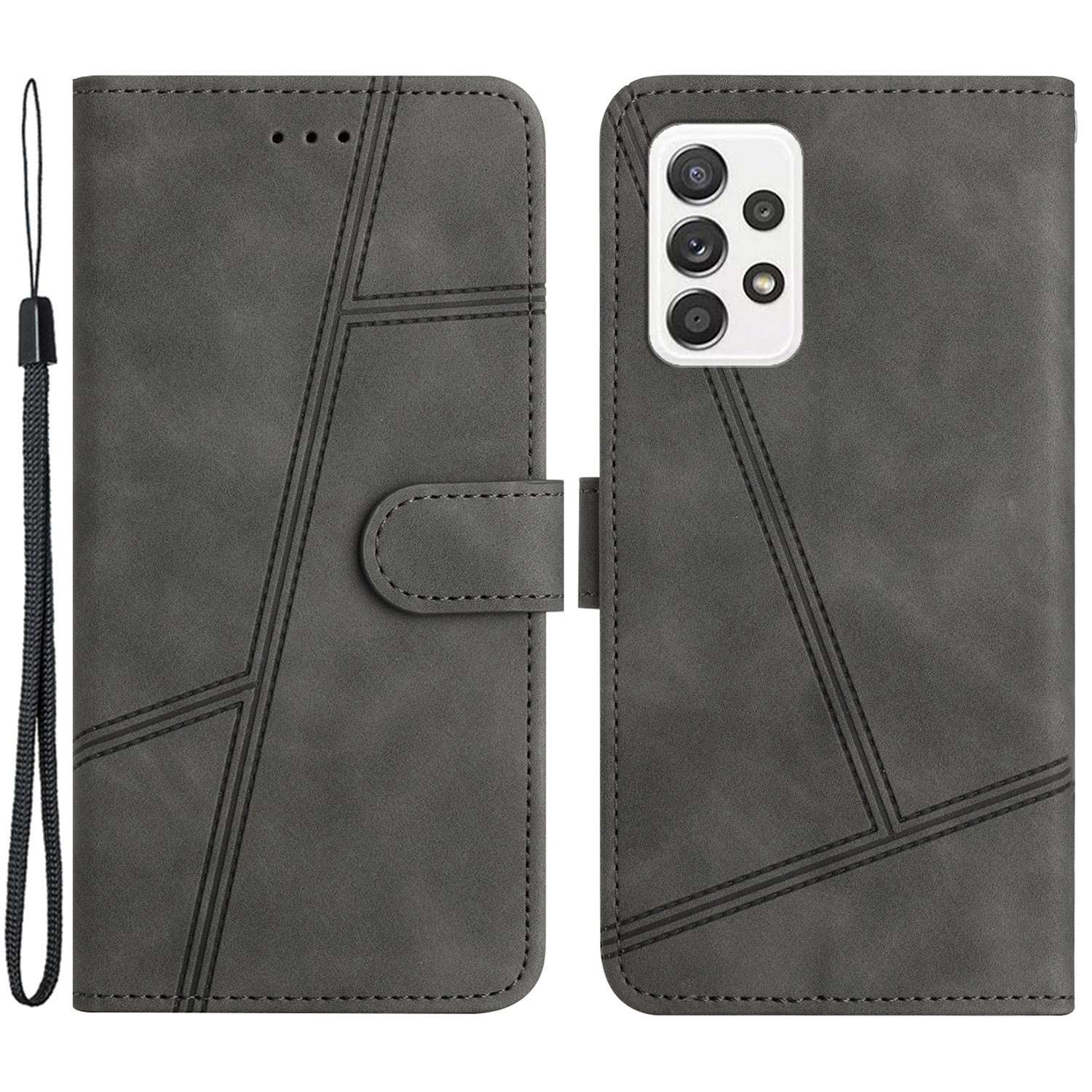 For Samsung Galaxy A52s 5G / A52 5G / 4G Skin-touch Feeling PU Leather Wallet Stand Phone Case Vintage Cell Phone Cover with Strap